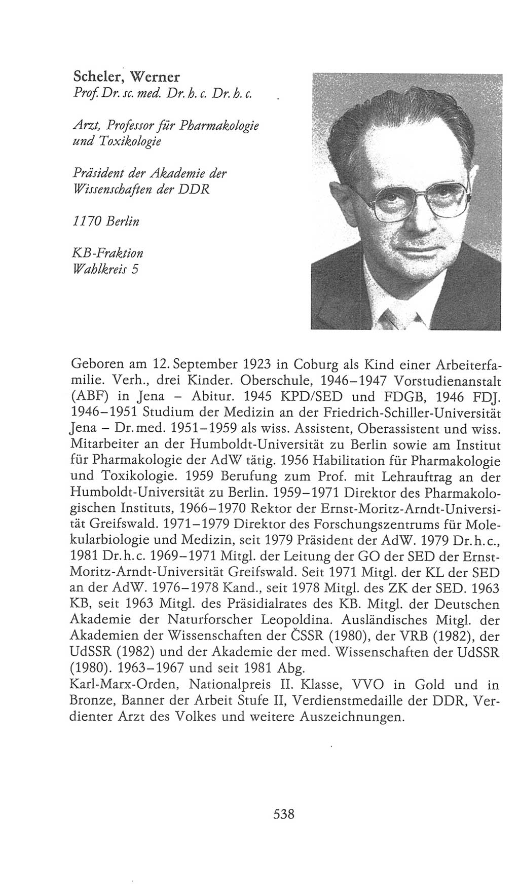Volkskammer (VK) der Deutschen Demokratischen Republik (DDR), 9. Wahlperiode 1986-1990, Seite 538 (VK. DDR 9. WP. 1986-1990, S. 538)