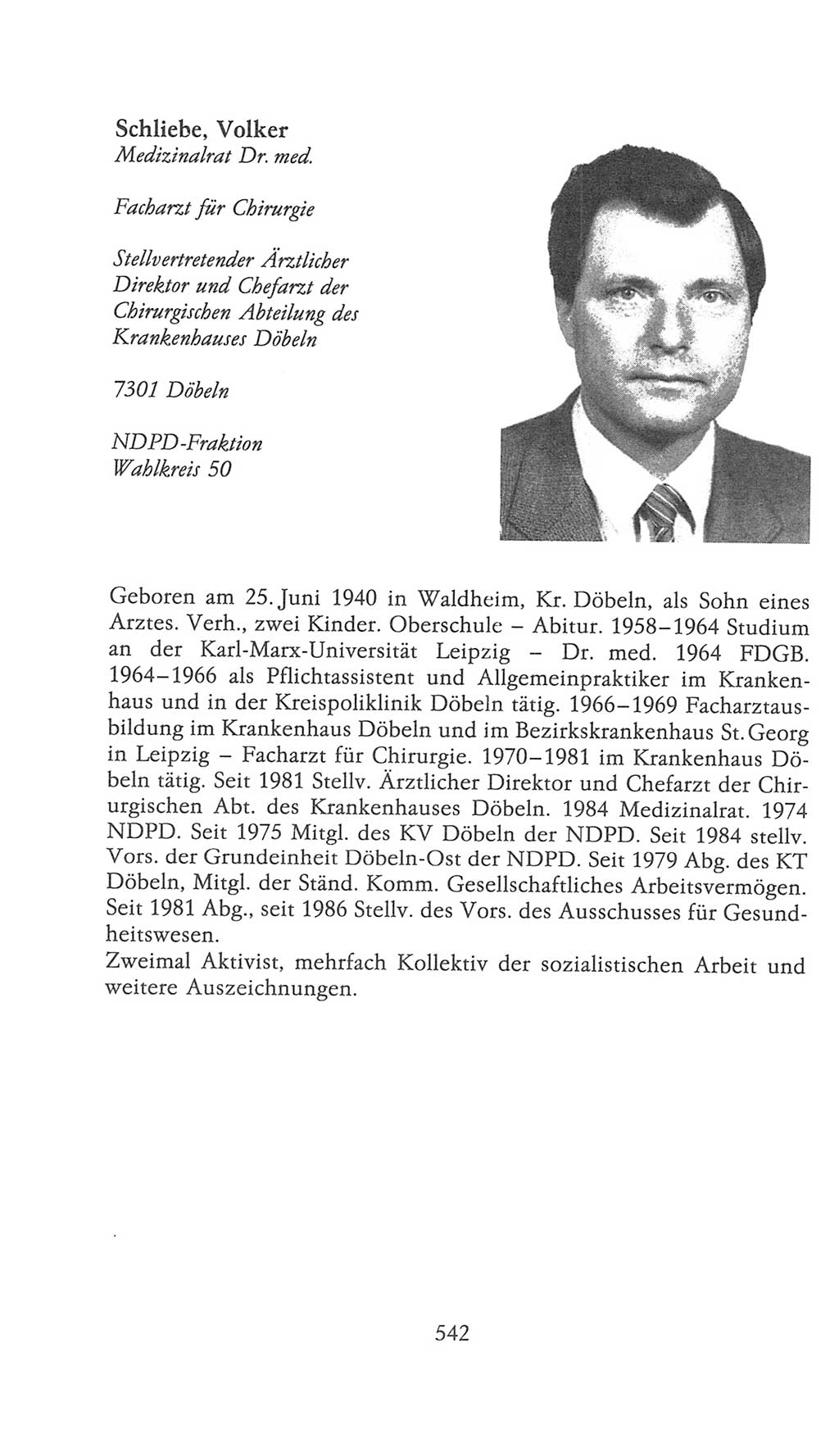 Volkskammer (VK) der Deutschen Demokratischen Republik (DDR), 9. Wahlperiode 1986-1990, Seite 542 (VK. DDR 9. WP. 1986-1990, S. 542)