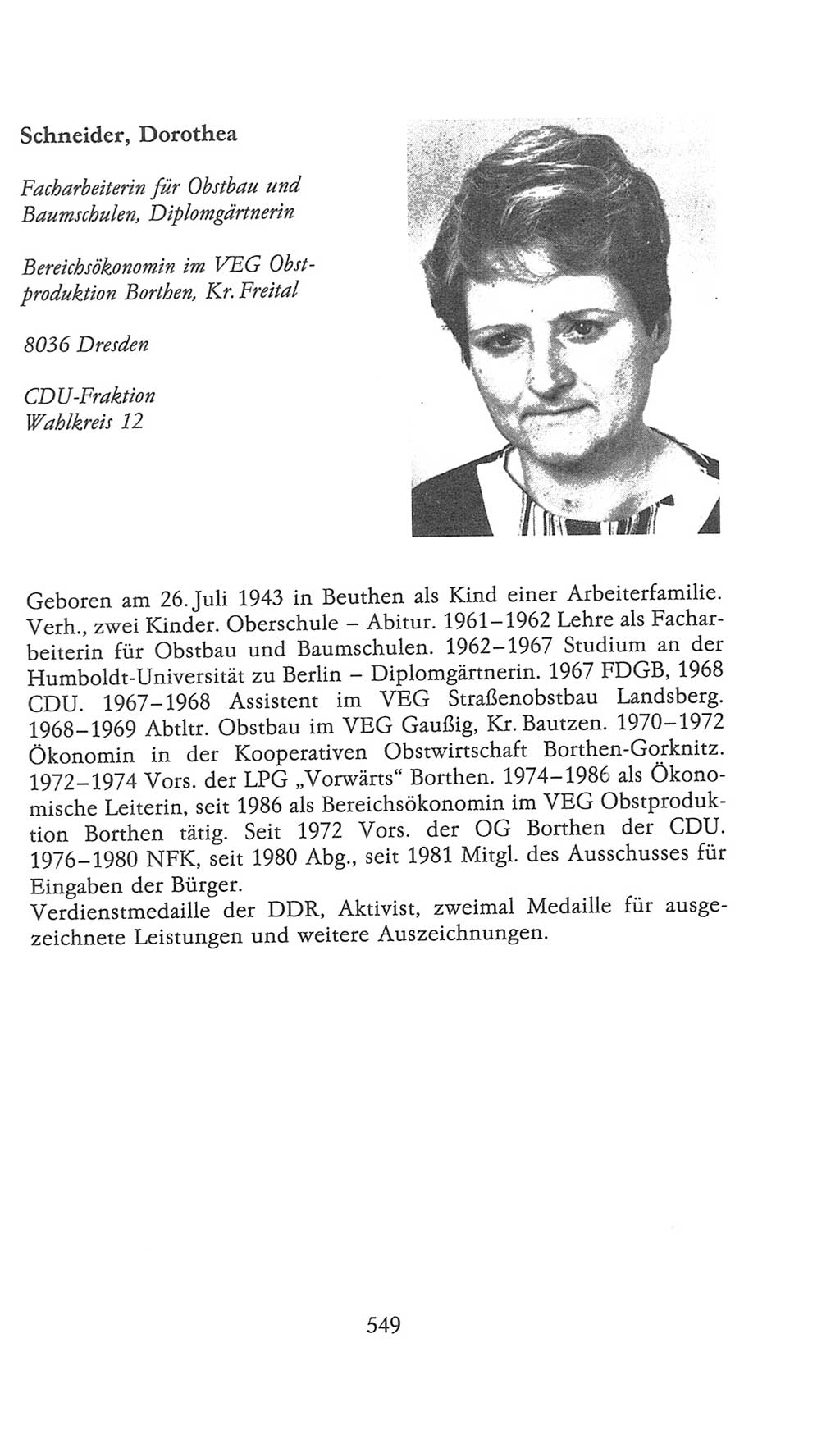 Volkskammer (VK) der Deutschen Demokratischen Republik (DDR), 9. Wahlperiode 1986-1990, Seite 549 (VK. DDR 9. WP. 1986-1990, S. 549)