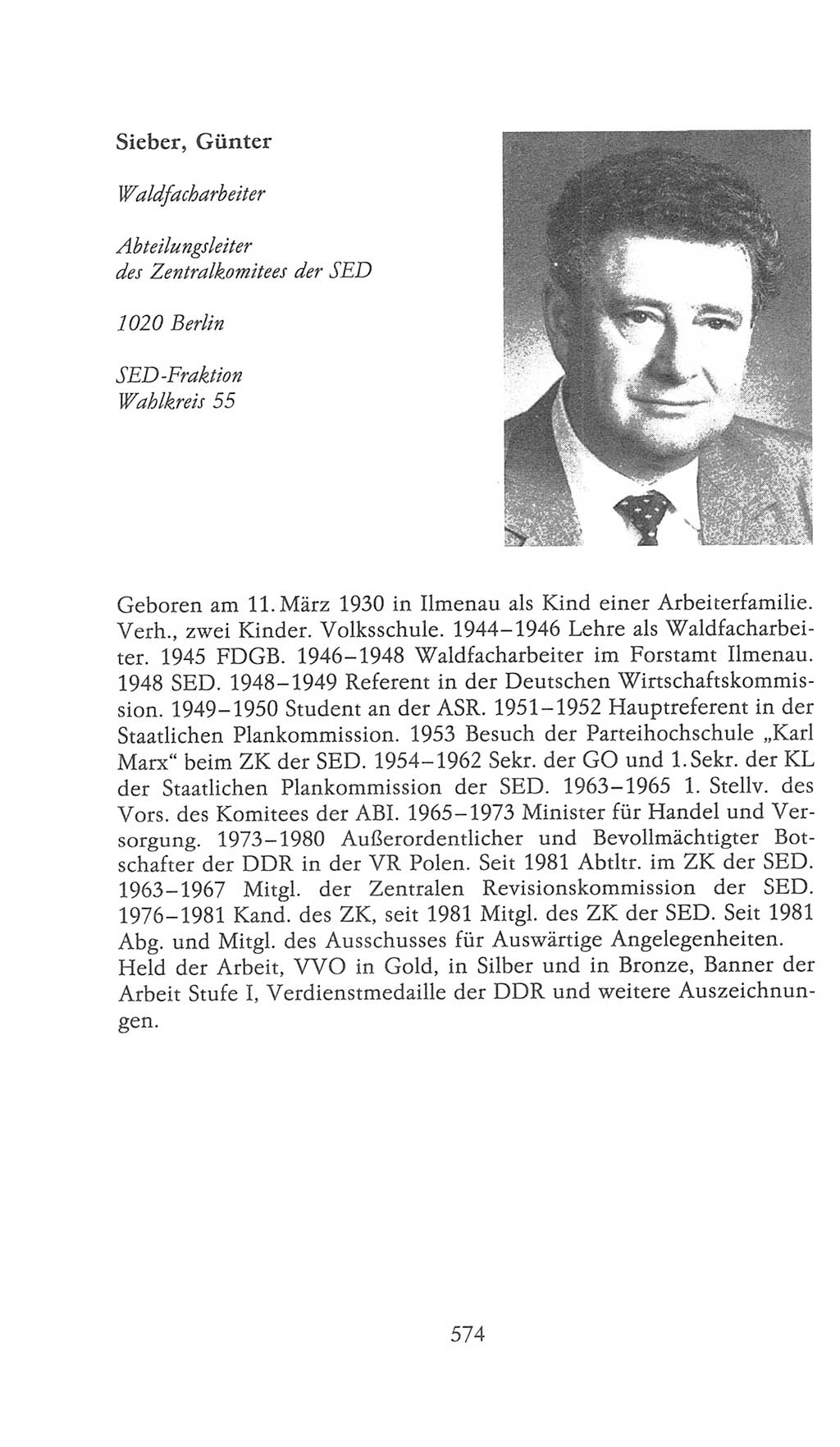 Volkskammer (VK) der Deutschen Demokratischen Republik (DDR), 9. Wahlperiode 1986-1990, Seite 574 (VK. DDR 9. WP. 1986-1990, S. 574)