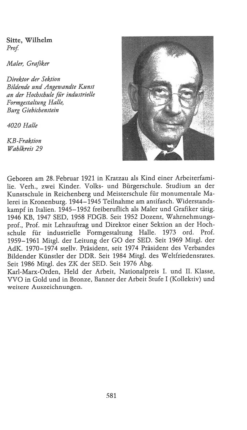 Volkskammer (VK) der Deutschen Demokratischen Republik (DDR), 9. Wahlperiode 1986-1990, Seite 581 (VK. DDR 9. WP. 1986-1990, S. 581)