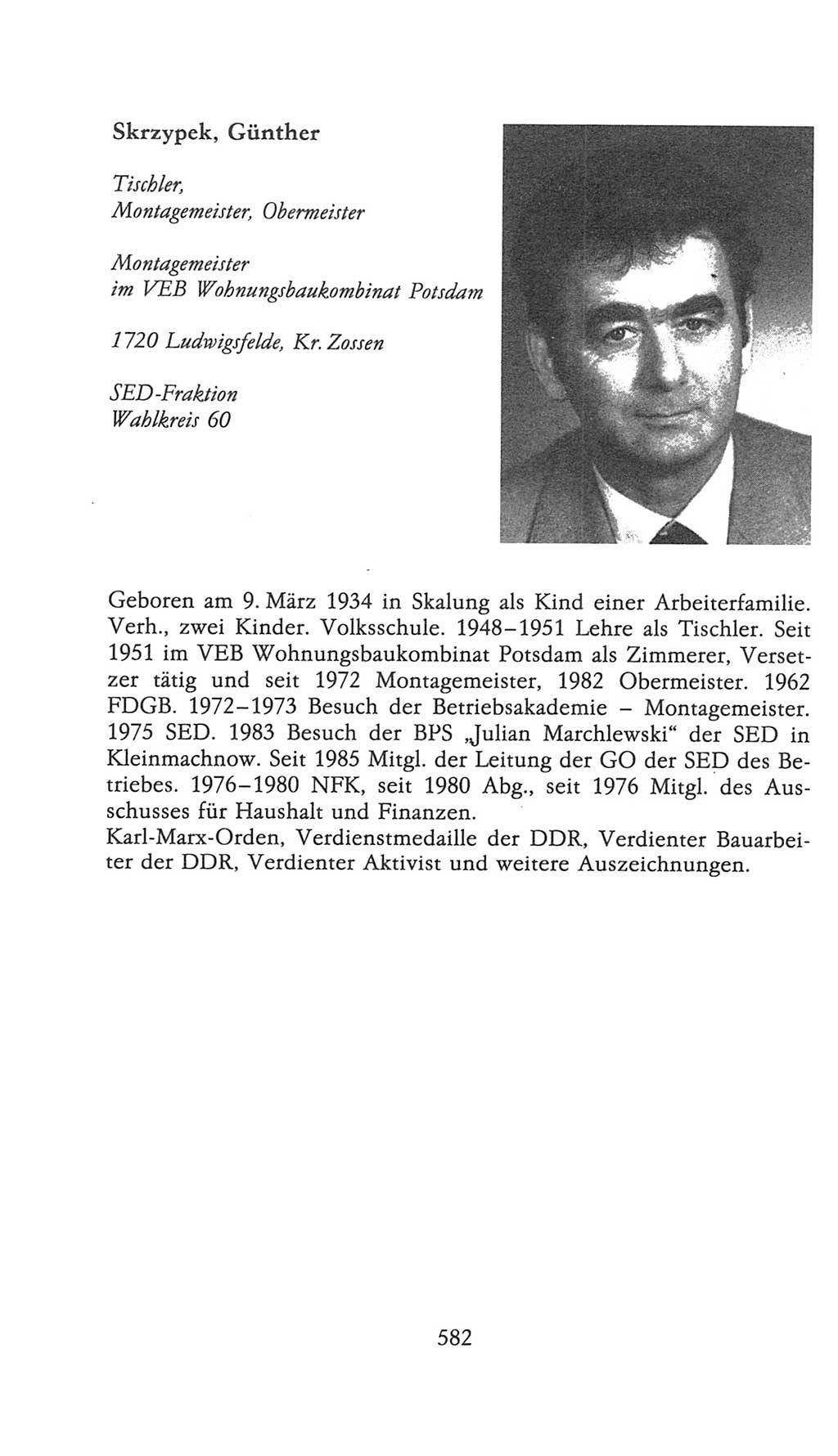 Volkskammer (VK) der Deutschen Demokratischen Republik (DDR), 9. Wahlperiode 1986-1990, Seite 582 (VK. DDR 9. WP. 1986-1990, S. 582)