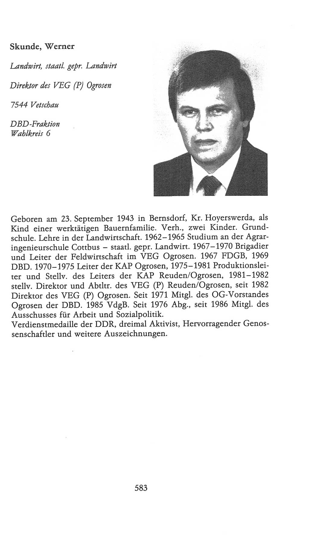 Volkskammer (VK) der Deutschen Demokratischen Republik (DDR), 9. Wahlperiode 1986-1990, Seite 583 (VK. DDR 9. WP. 1986-1990, S. 583)