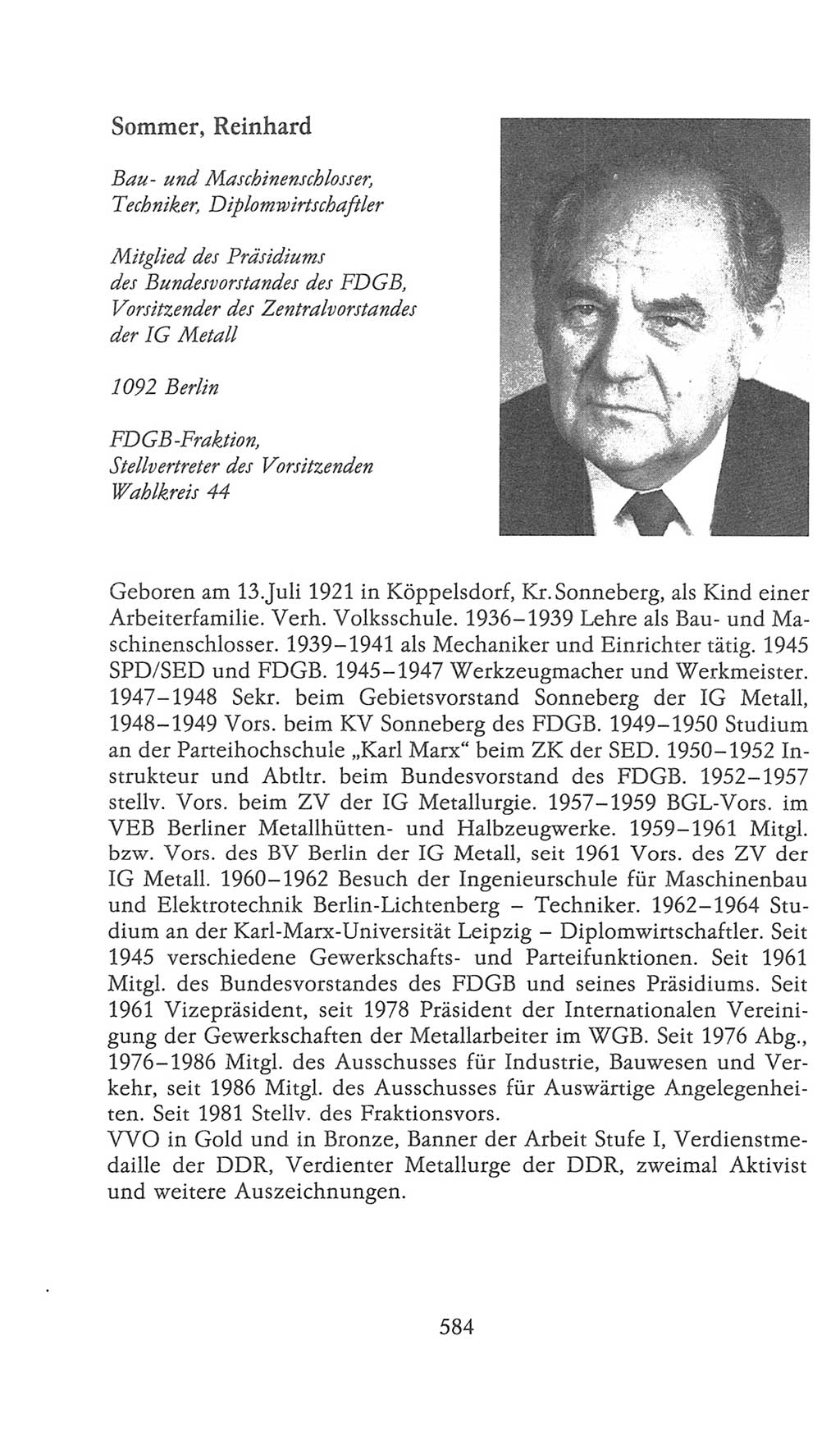 Volkskammer (VK) der Deutschen Demokratischen Republik (DDR), 9. Wahlperiode 1986-1990, Seite 584 (VK. DDR 9. WP. 1986-1990, S. 584)