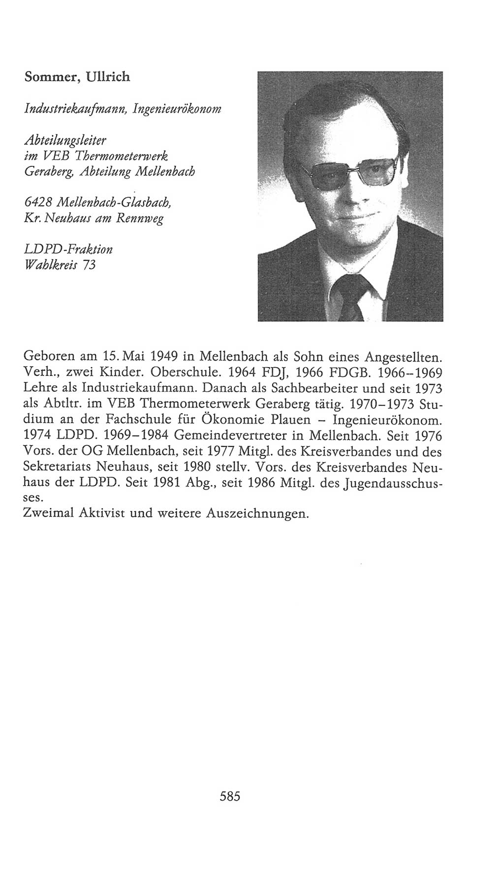 Volkskammer (VK) der Deutschen Demokratischen Republik (DDR), 9. Wahlperiode 1986-1990, Seite 585 (VK. DDR 9. WP. 1986-1990, S. 585)