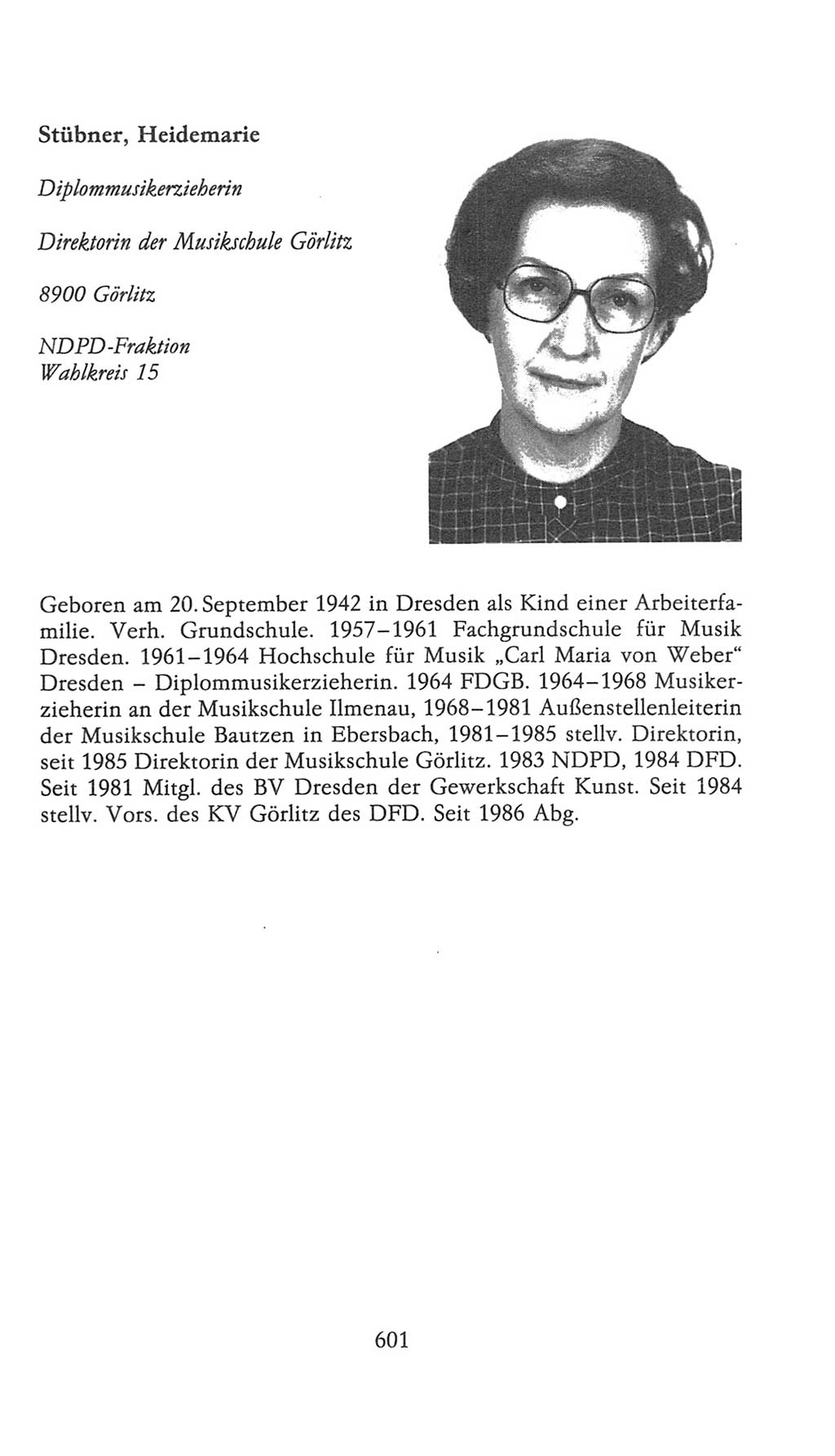 Volkskammer (VK) der Deutschen Demokratischen Republik (DDR), 9. Wahlperiode 1986-1990, Seite 601 (VK. DDR 9. WP. 1986-1990, S. 601)