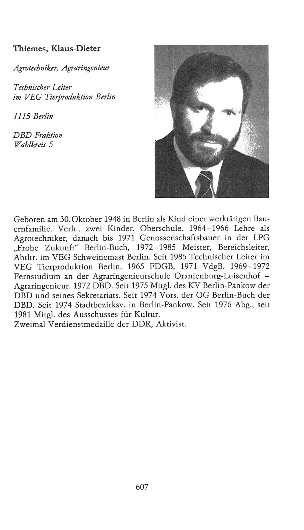 Volkskammer (VK) der Deutschen Demokratischen Republik (DDR), 9. Wahlperiode 1986-1990, Seite 607 (VK. DDR 9. WP. 1986-1990, S. 607)