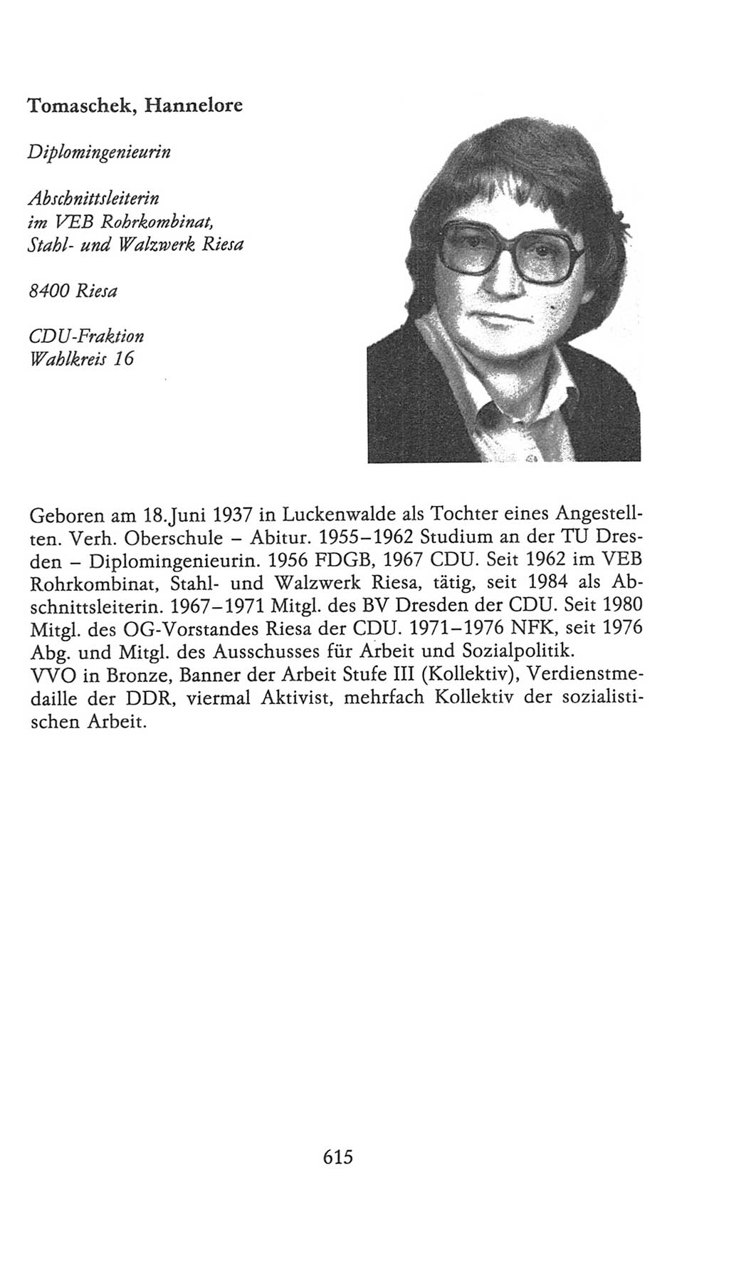 Volkskammer (VK) der Deutschen Demokratischen Republik (DDR), 9. Wahlperiode 1986-1990, Seite 615 (VK. DDR 9. WP. 1986-1990, S. 615)