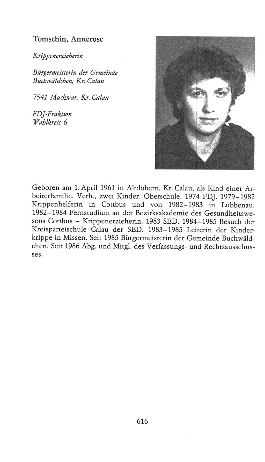 Volkskammer (VK) der Deutschen Demokratischen Republik (DDR), 9. Wahlperiode 1986-1990, Seite 616 (VK. DDR 9. WP. 1986-1990, S. 616)