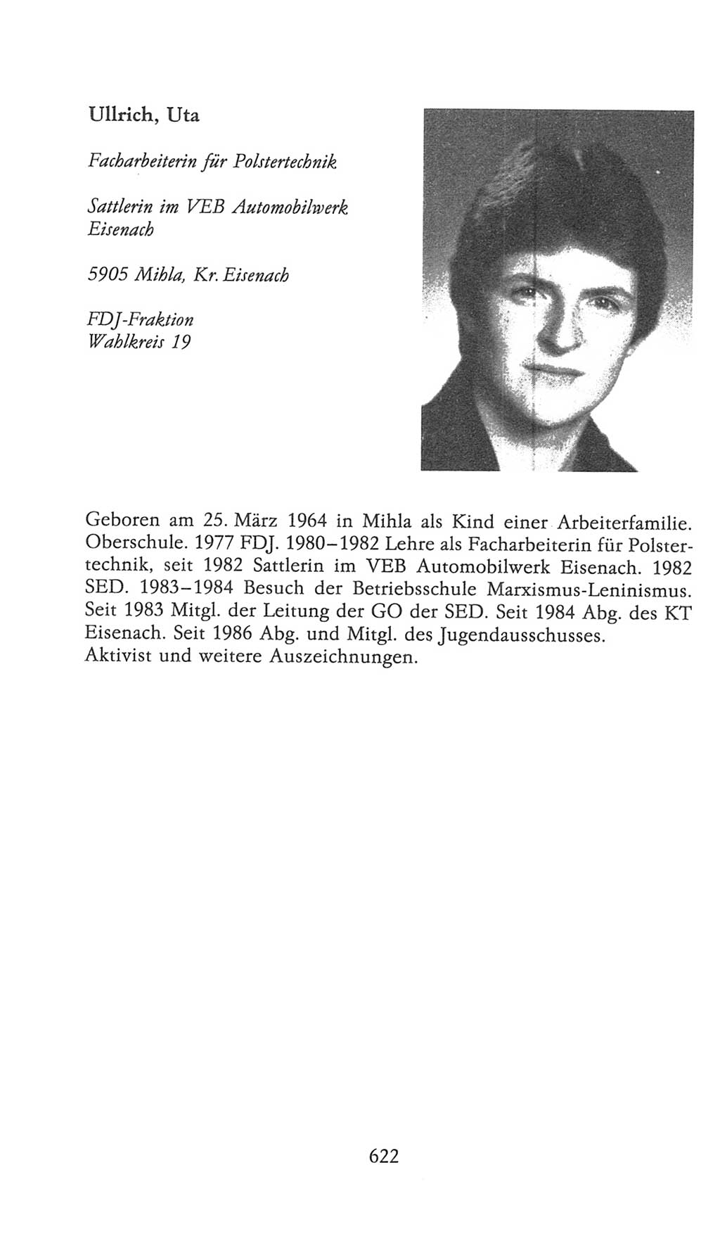 Volkskammer (VK) der Deutschen Demokratischen Republik (DDR), 9. Wahlperiode 1986-1990, Seite 622 (VK. DDR 9. WP. 1986-1990, S. 622)