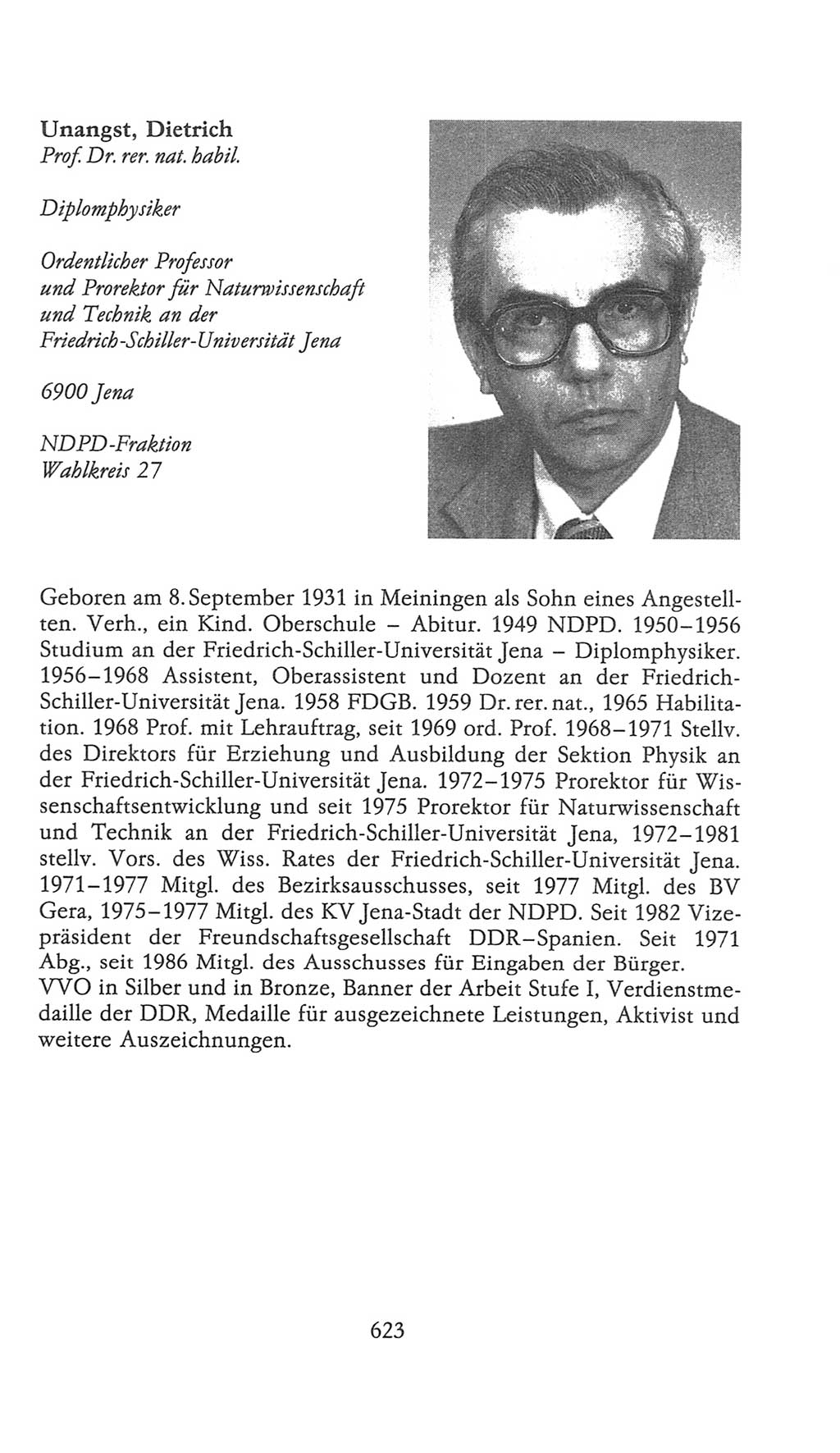 Volkskammer (VK) der Deutschen Demokratischen Republik (DDR), 9. Wahlperiode 1986-1990, Seite 623 (VK. DDR 9. WP. 1986-1990, S. 623)