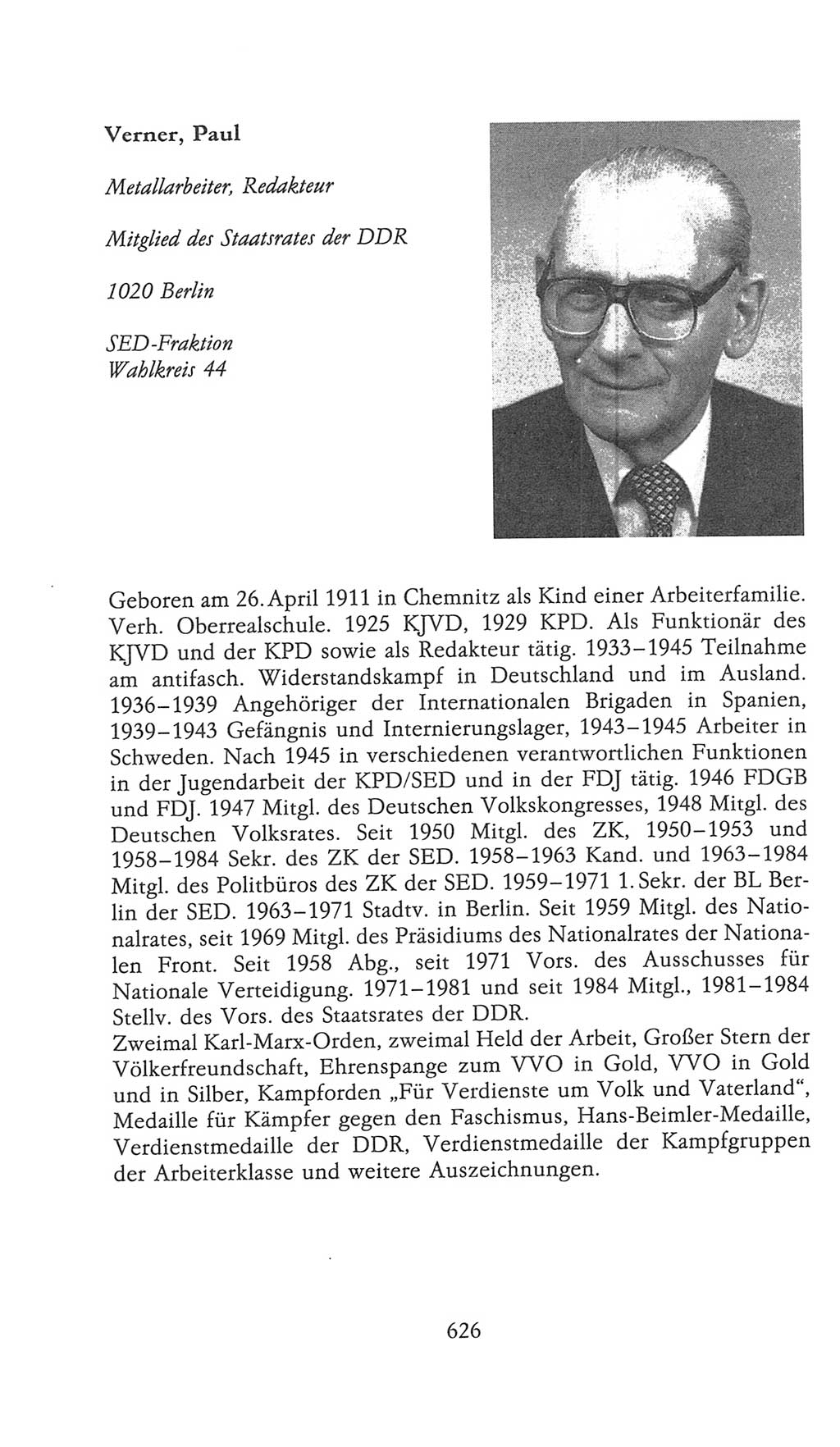 Volkskammer (VK) der Deutschen Demokratischen Republik (DDR), 9. Wahlperiode 1986-1990, Seite 626 (VK. DDR 9. WP. 1986-1990, S. 626)