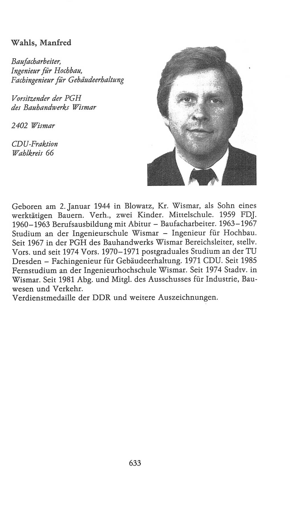 Volkskammer (VK) der Deutschen Demokratischen Republik (DDR), 9. Wahlperiode 1986-1990, Seite 633 (VK. DDR 9. WP. 1986-1990, S. 633)