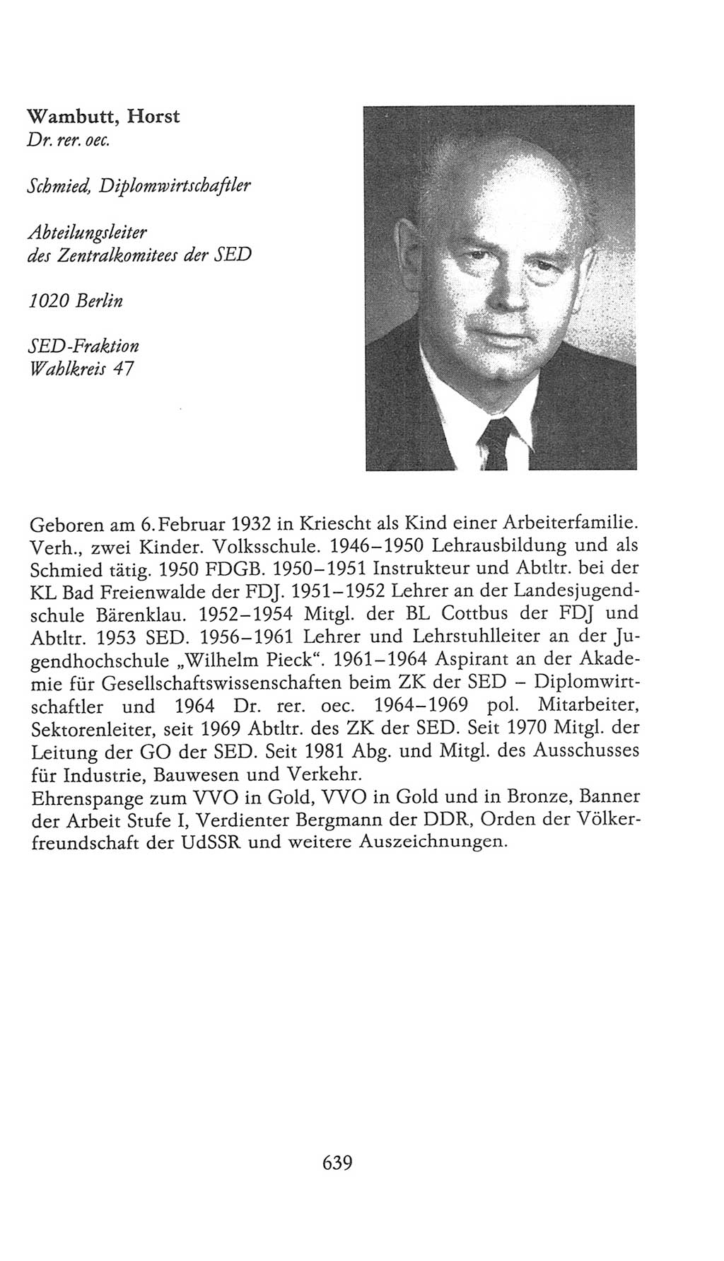 Volkskammer (VK) der Deutschen Demokratischen Republik (DDR), 9. Wahlperiode 1986-1990, Seite 639 (VK. DDR 9. WP. 1986-1990, S. 639)