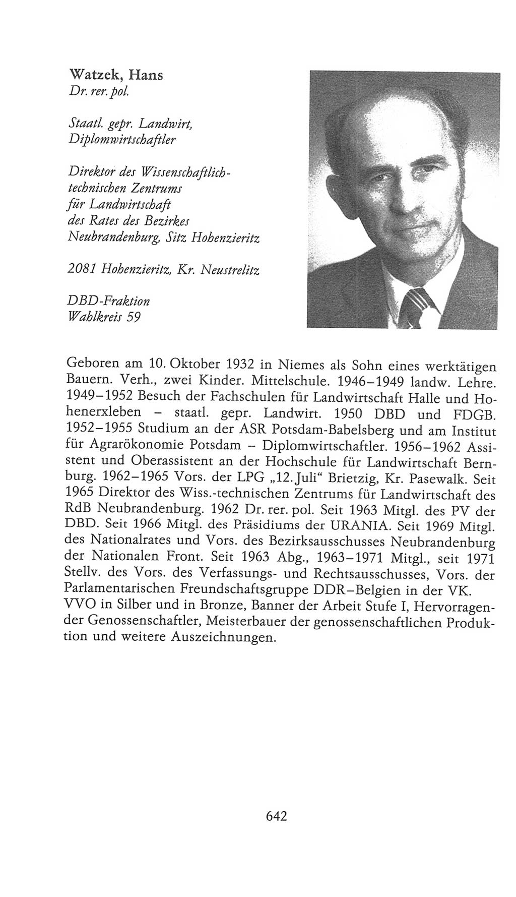 Volkskammer (VK) der Deutschen Demokratischen Republik (DDR), 9. Wahlperiode 1986-1990, Seite 642 (VK. DDR 9. WP. 1986-1990, S. 642)