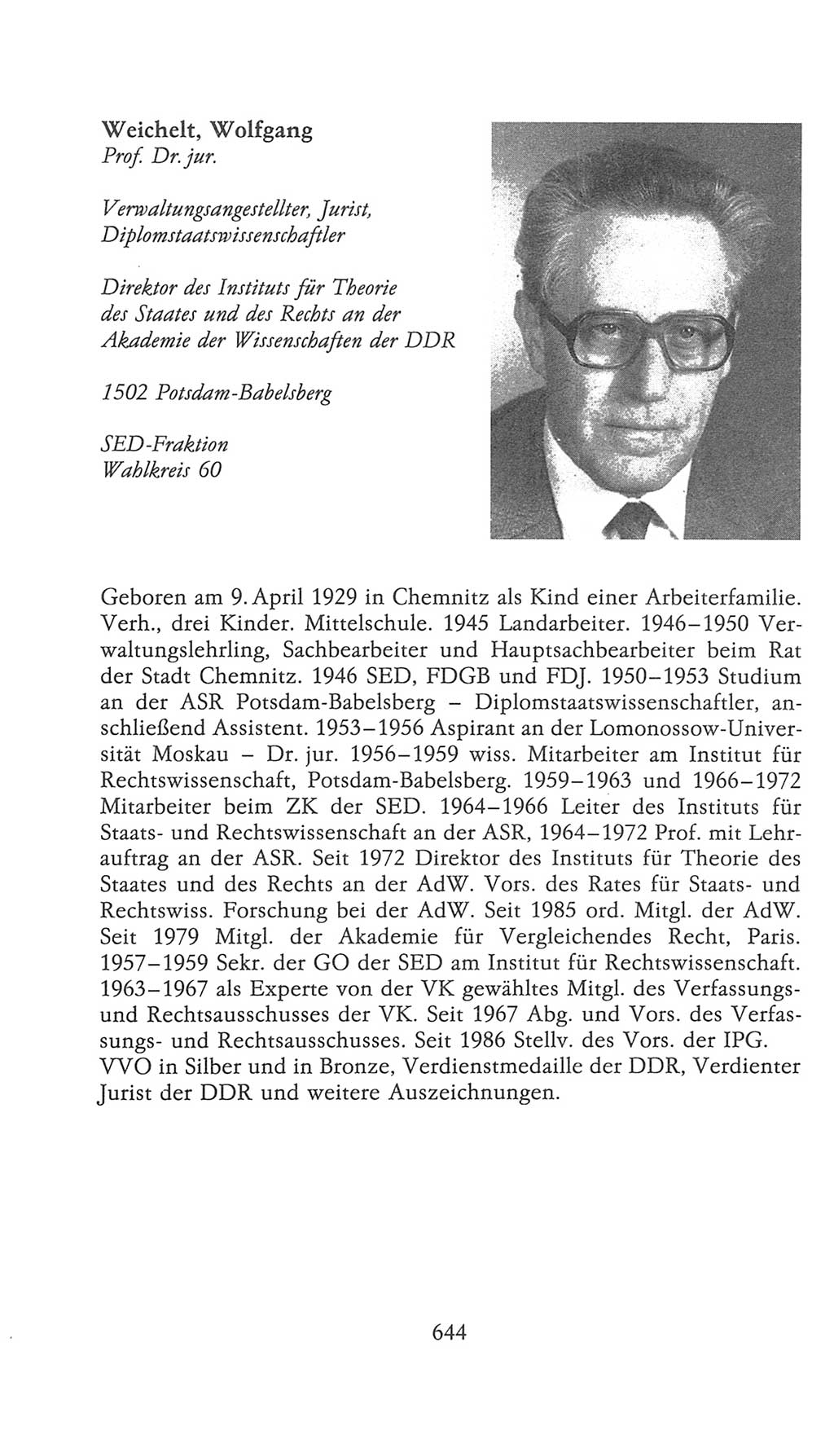 Volkskammer (VK) der Deutschen Demokratischen Republik (DDR), 9. Wahlperiode 1986-1990, Seite 644 (VK. DDR 9. WP. 1986-1990, S. 644)