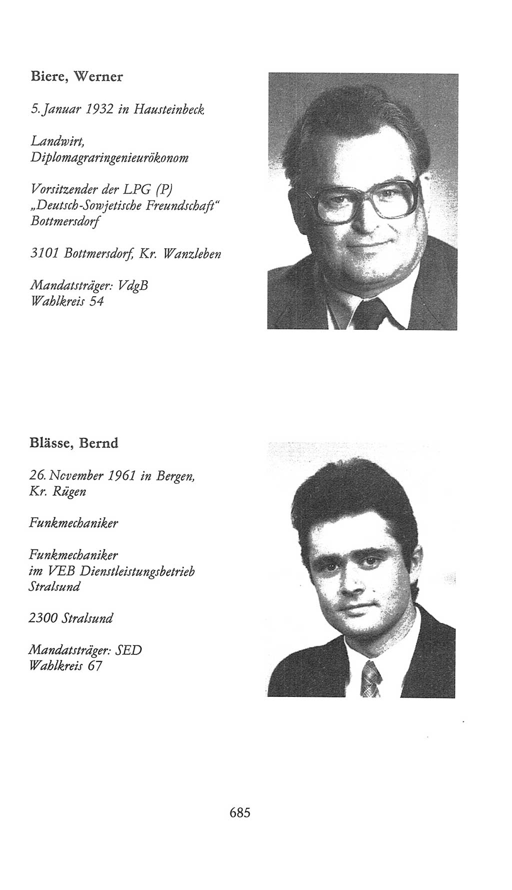 Volkskammer (VK) der Deutschen Demokratischen Republik (DDR), 9. Wahlperiode 1986-1990, Seite 685 (VK. DDR 9. WP. 1986-1990, S. 685)