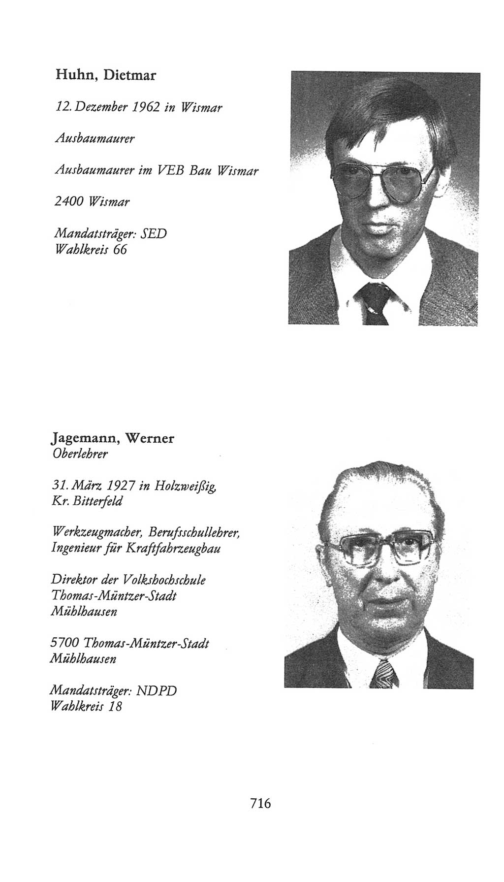 Volkskammer (VK) der Deutschen Demokratischen Republik (DDR), 9. Wahlperiode 1986-1990, Seite 716 (VK. DDR 9. WP. 1986-1990, S. 716)