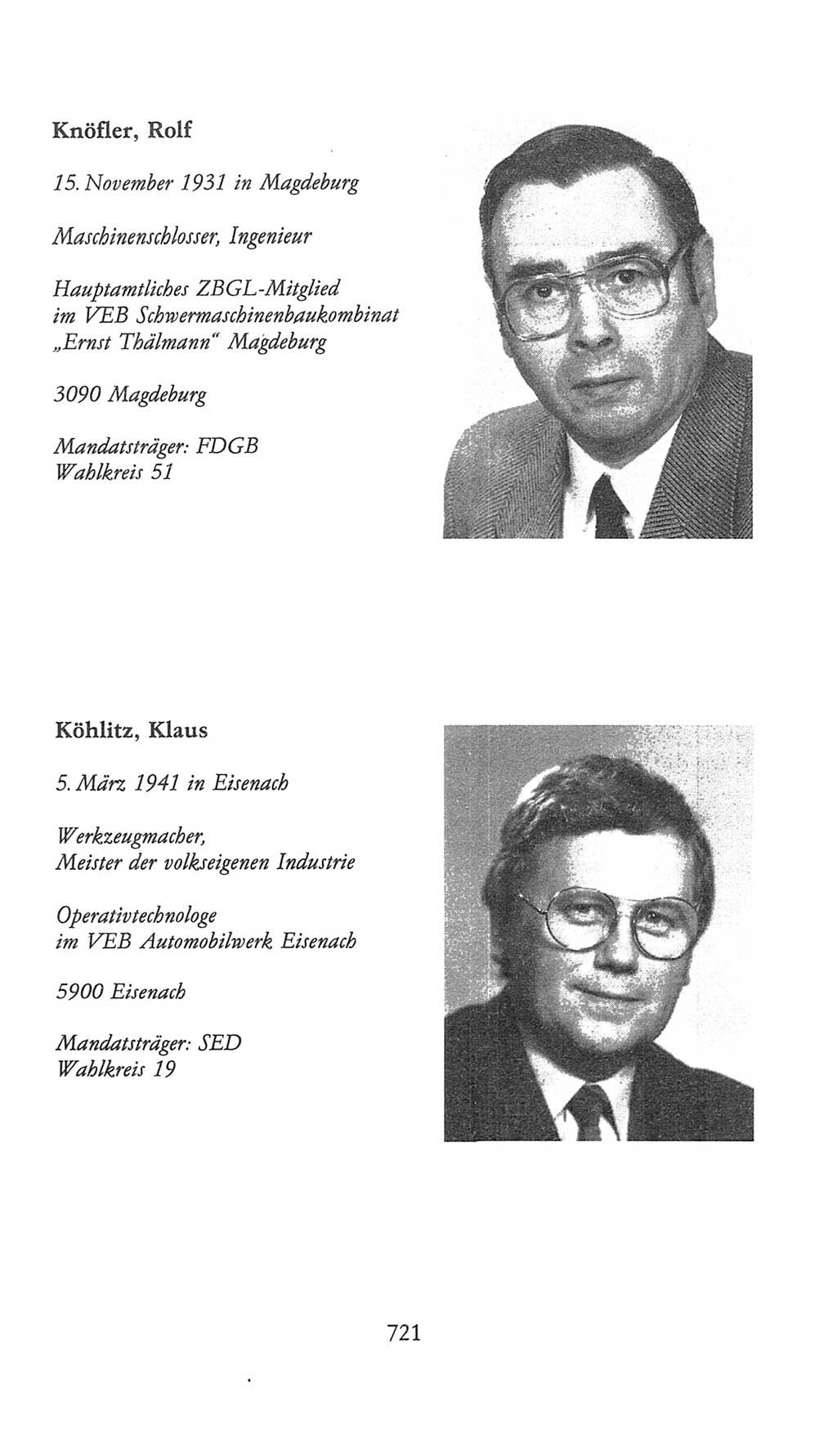 Volkskammer (VK) der Deutschen Demokratischen Republik (DDR), 9. Wahlperiode 1986-1990, Seite 721 (VK. DDR 9. WP. 1986-1990, S. 721)