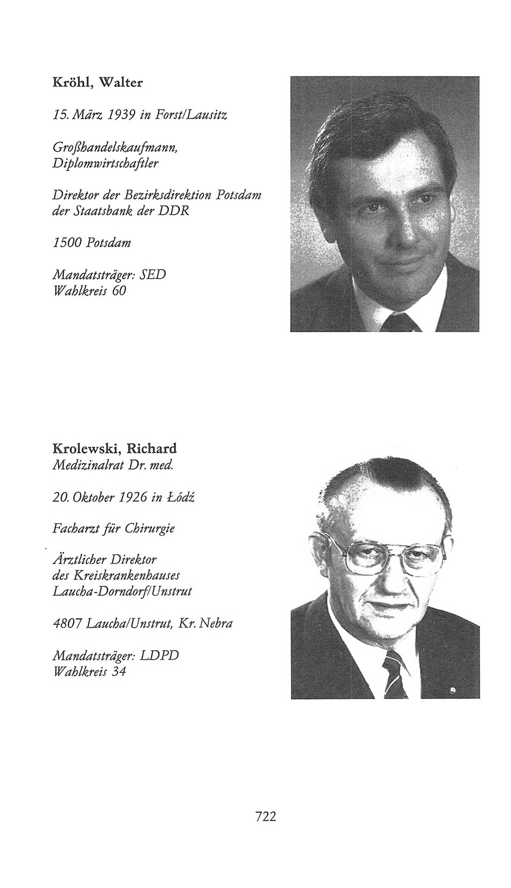 Volkskammer (VK) der Deutschen Demokratischen Republik (DDR), 9. Wahlperiode 1986-1990, Seite 722 (VK. DDR 9. WP. 1986-1990, S. 722)