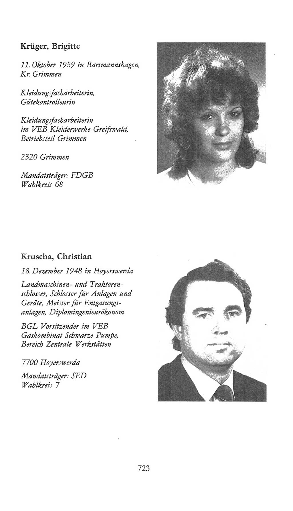 Volkskammer (VK) der Deutschen Demokratischen Republik (DDR), 9. Wahlperiode 1986-1990, Seite 723 (VK. DDR 9. WP. 1986-1990, S. 723)