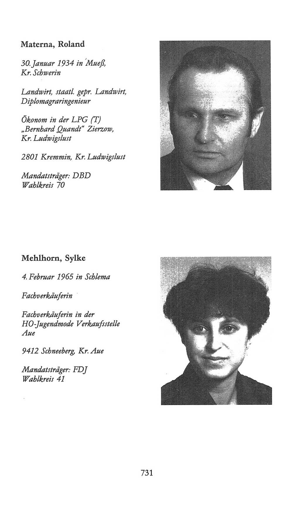 Volkskammer (VK) der Deutschen Demokratischen Republik (DDR), 9. Wahlperiode 1986-1990, Seite 731 (VK. DDR 9. WP. 1986-1990, S. 731)