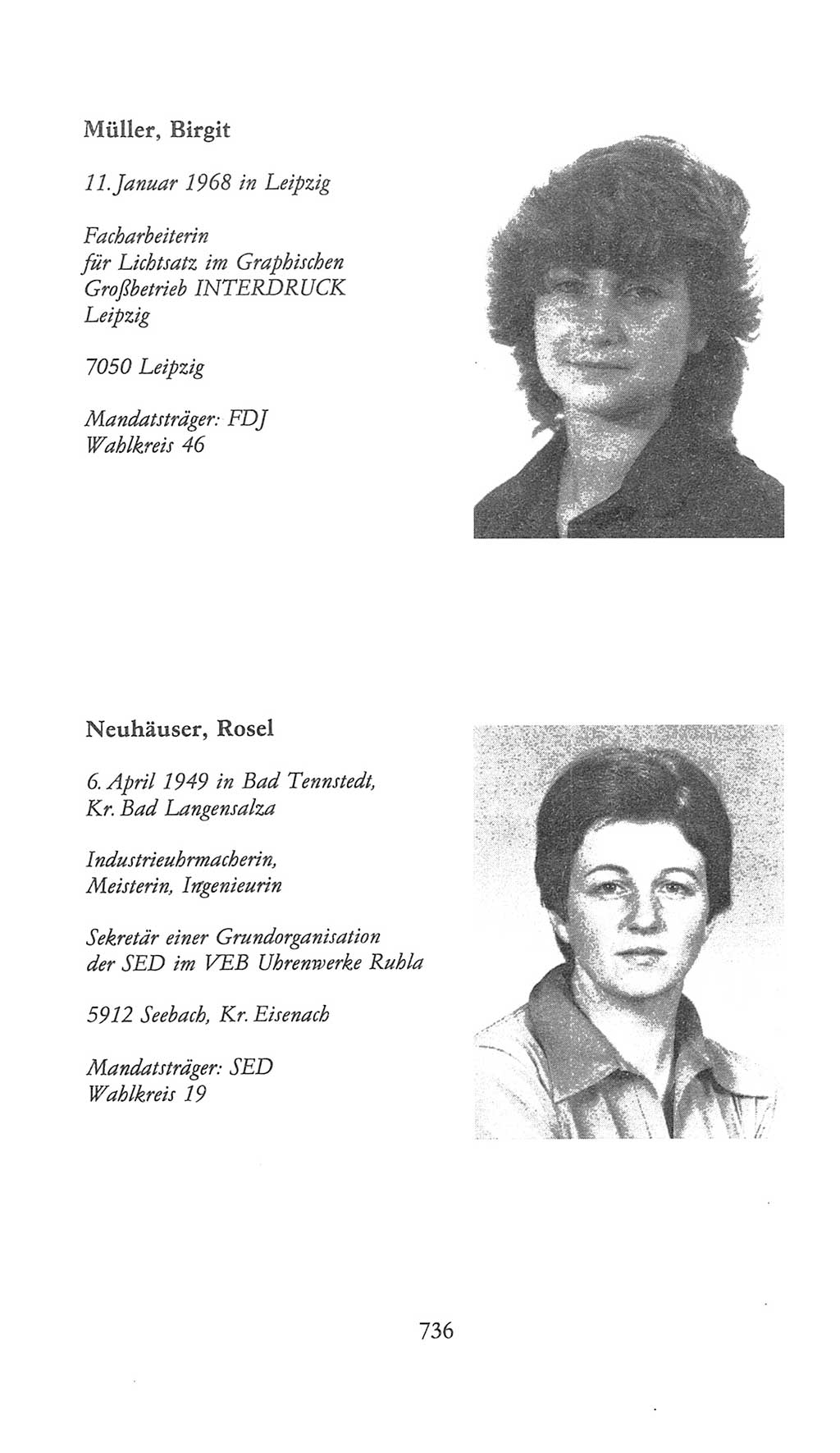 Volkskammer (VK) der Deutschen Demokratischen Republik (DDR), 9. Wahlperiode 1986-1990, Seite 736 (VK. DDR 9. WP. 1986-1990, S. 736)