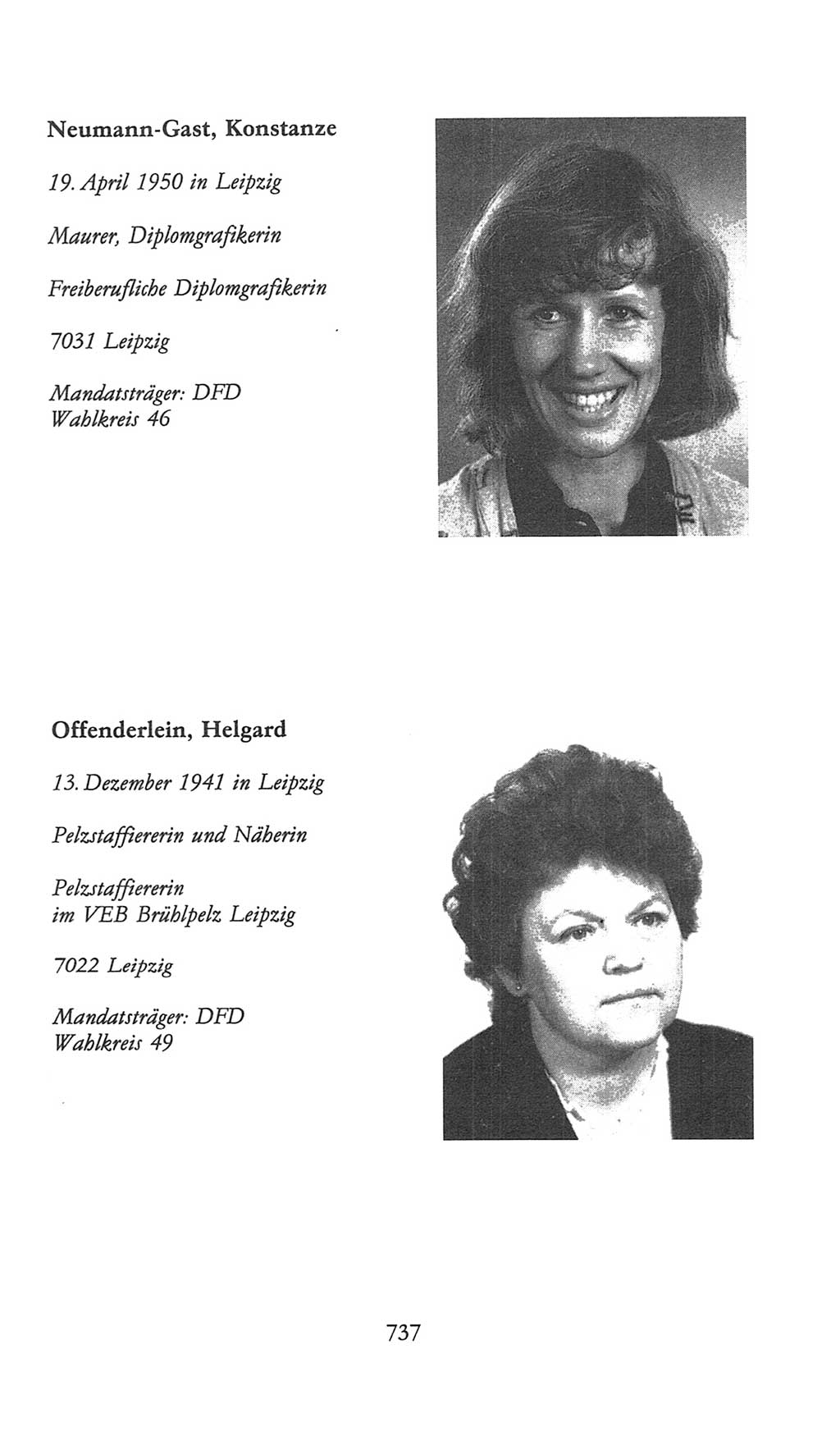 Volkskammer (VK) der Deutschen Demokratischen Republik (DDR), 9. Wahlperiode 1986-1990, Seite 737 (VK. DDR 9. WP. 1986-1990, S. 737)