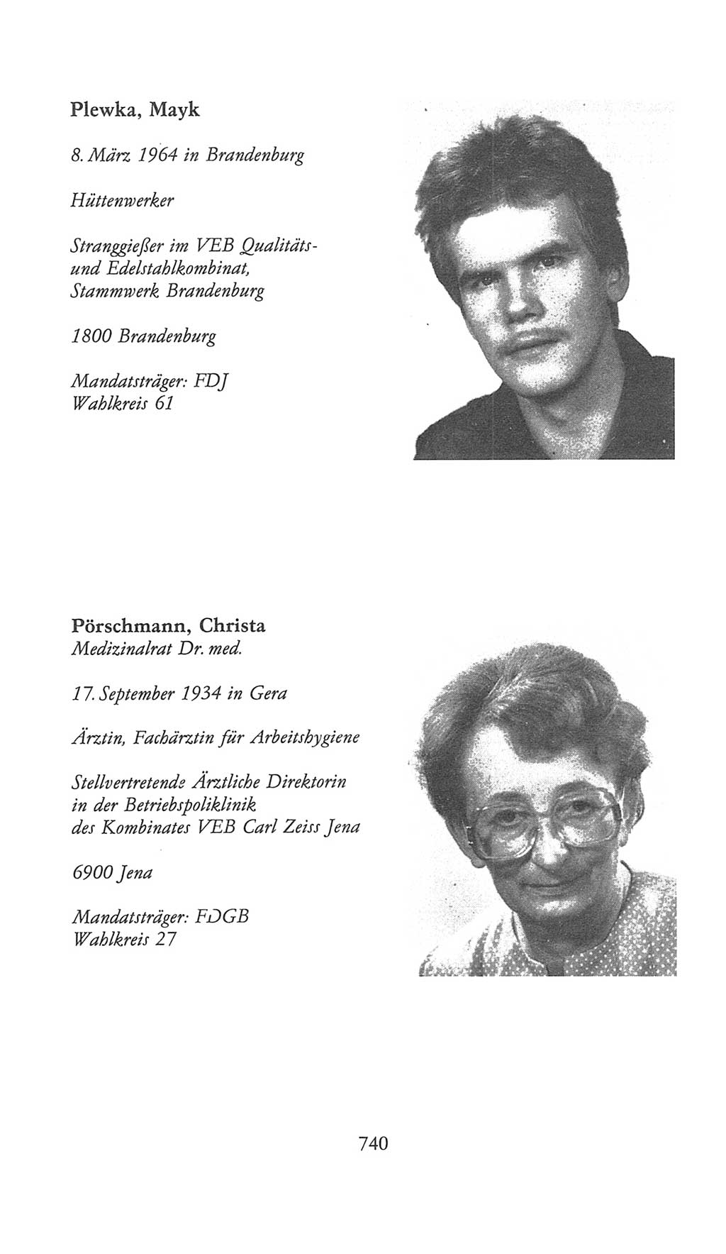 Volkskammer (VK) der Deutschen Demokratischen Republik (DDR), 9. Wahlperiode 1986-1990, Seite 740 (VK. DDR 9. WP. 1986-1990, S. 740)