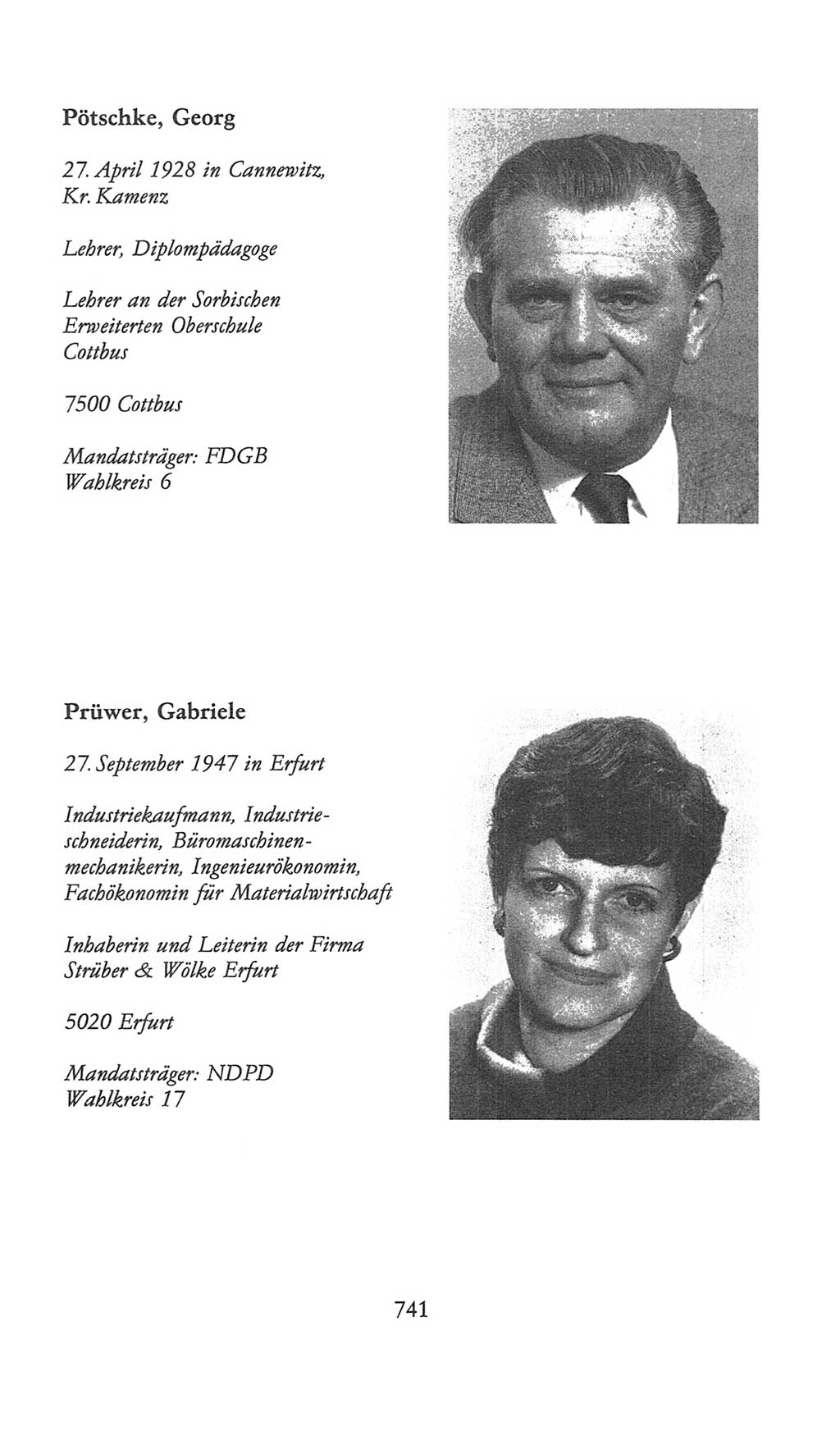 Volkskammer (VK) der Deutschen Demokratischen Republik (DDR), 9. Wahlperiode 1986-1990, Seite 741 (VK. DDR 9. WP. 1986-1990, S. 741)