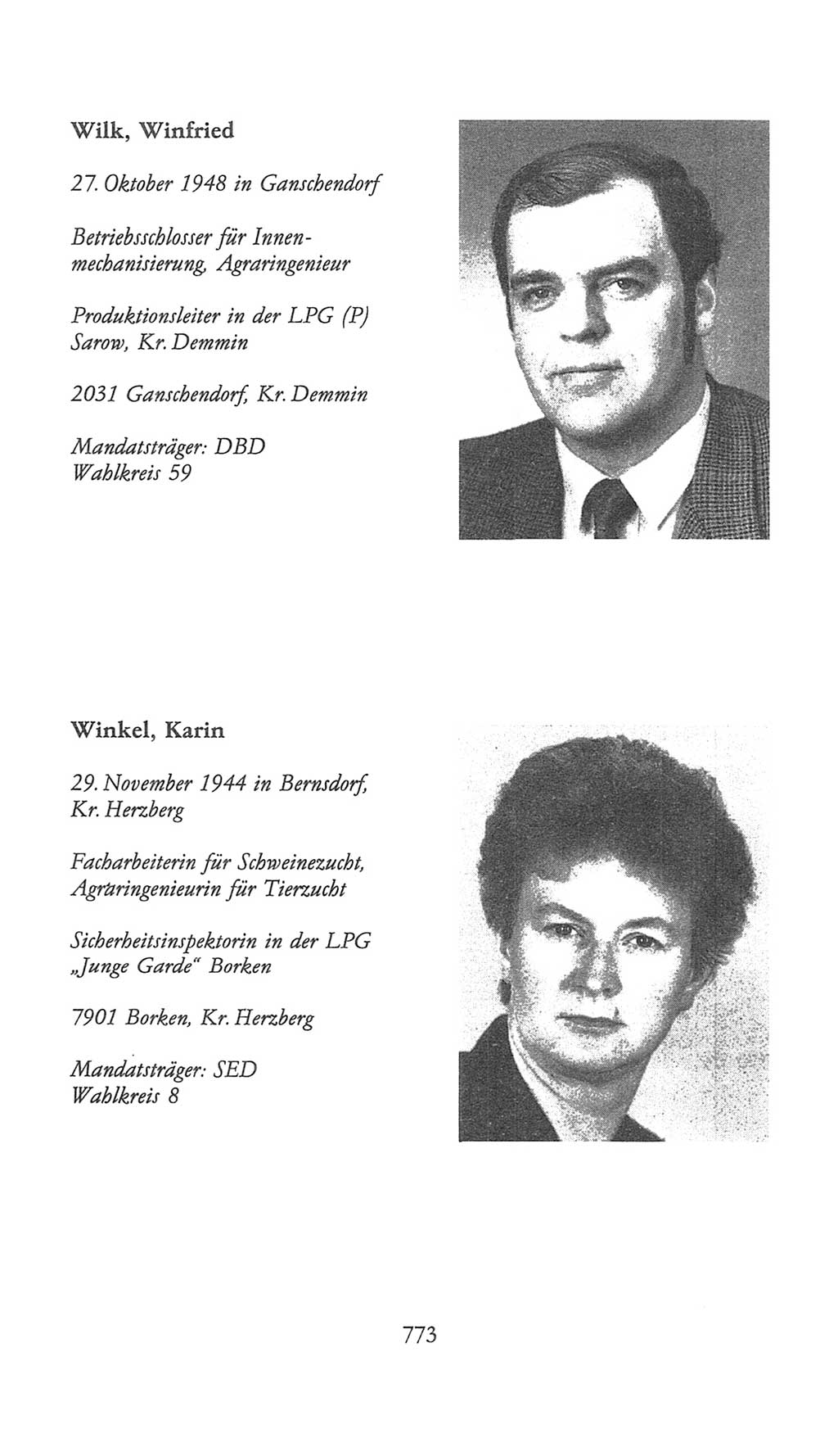 Volkskammer (VK) der Deutschen Demokratischen Republik (DDR), 9. Wahlperiode 1986-1990, Seite 773 (VK. DDR 9. WP. 1986-1990, S. 773)