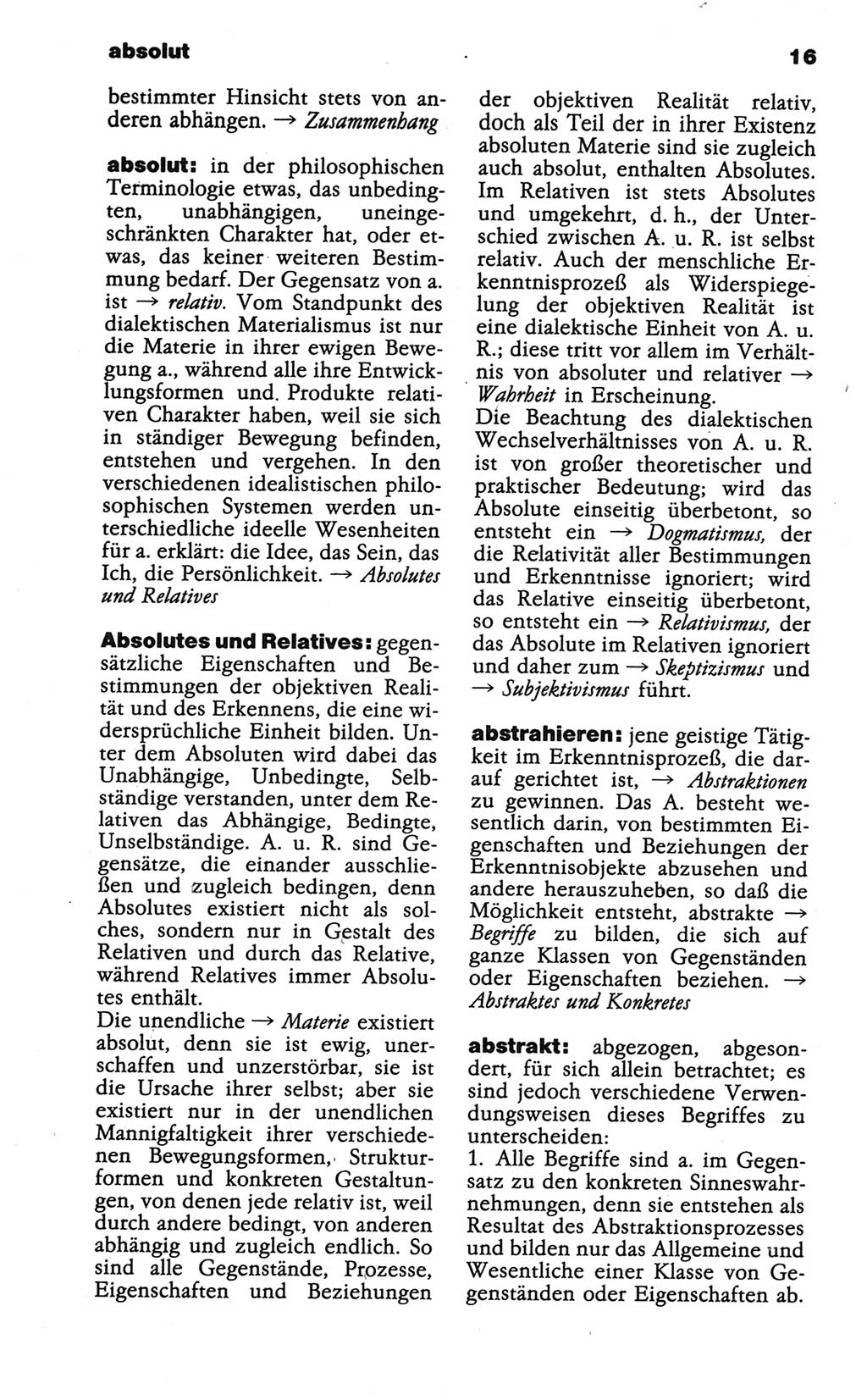 Wörterbuch der marxistisch-leninistischen Philosophie [Deutsche Demokratische Republik (DDR)] 1986, Seite 16 (Wb. ML Phil. DDR 1986, S. 16)