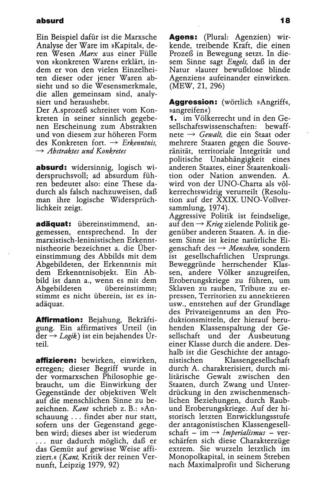 Wörterbuch der marxistisch-leninistischen Philosophie [Deutsche Demokratische Republik (DDR)] 1986, Seite 18 (Wb. ML Phil. DDR 1986, S. 18)