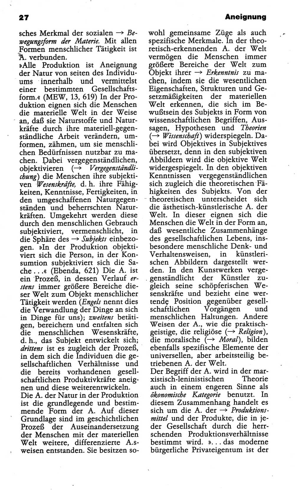 Wörterbuch der marxistisch-leninistischen Philosophie [Deutsche Demokratische Republik (DDR)] 1986, Seite 27 (Wb. ML Phil. DDR 1986, S. 27)