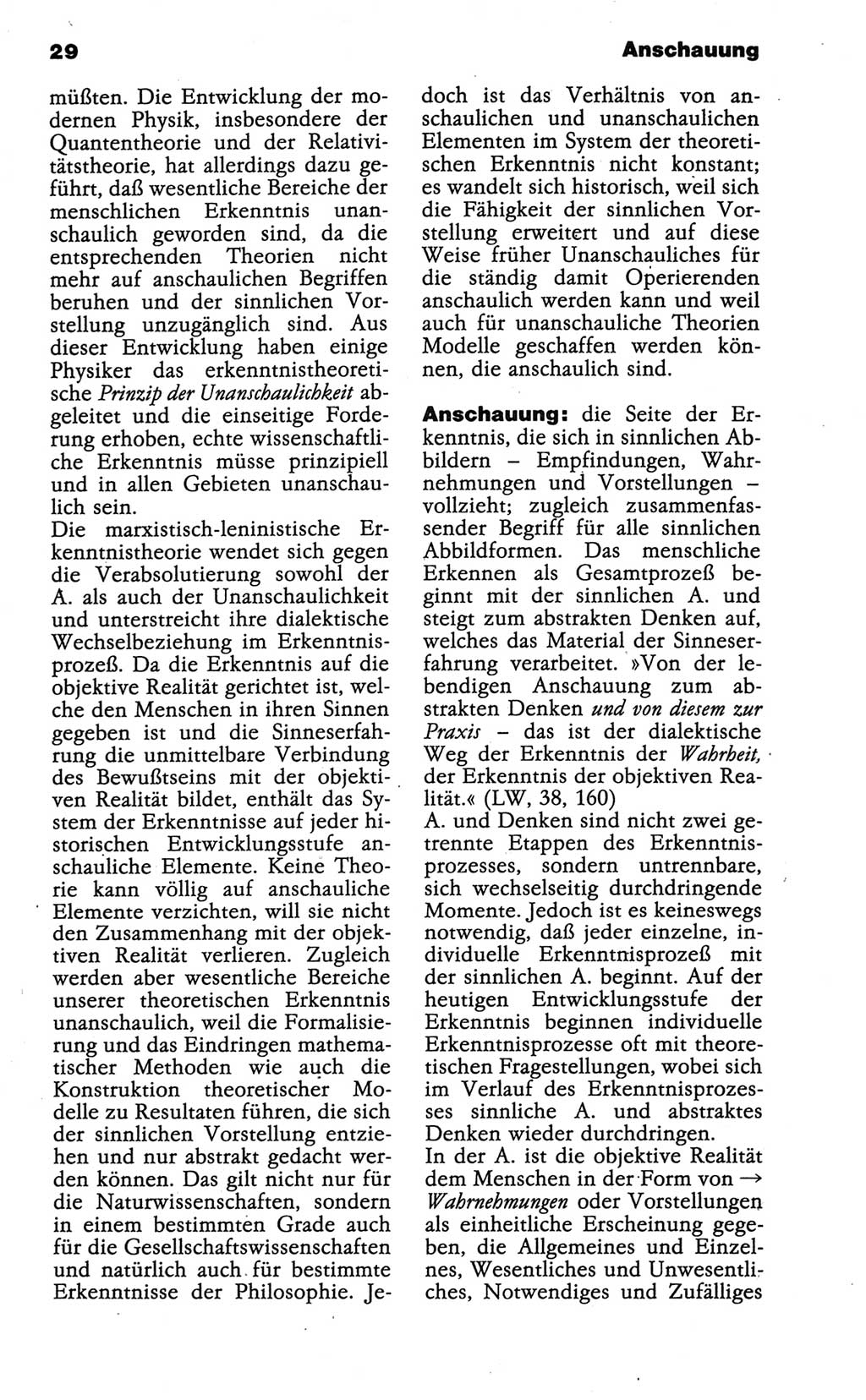 Wörterbuch der marxistisch-leninistischen Philosophie [Deutsche Demokratische Republik (DDR)] 1986, Seite 29 (Wb. ML Phil. DDR 1986, S. 29)