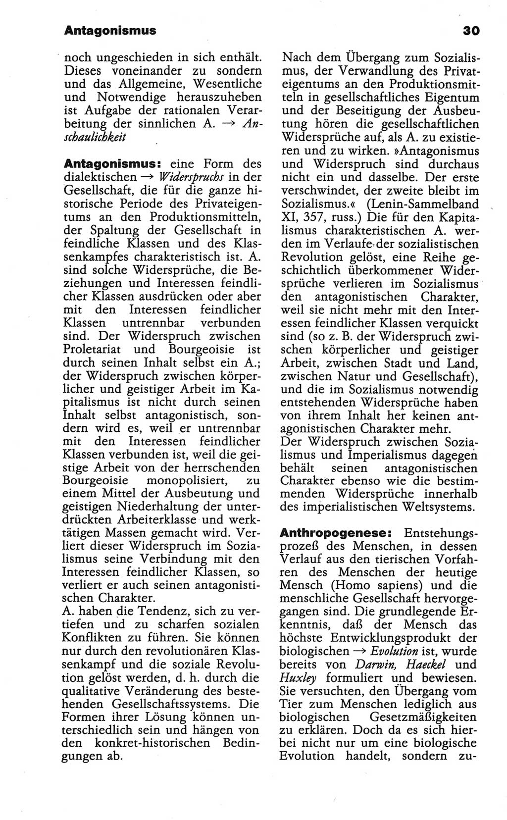 Wörterbuch der marxistisch-leninistischen Philosophie [Deutsche Demokratische Republik (DDR)] 1986, Seite 30 (Wb. ML Phil. DDR 1986, S. 30)