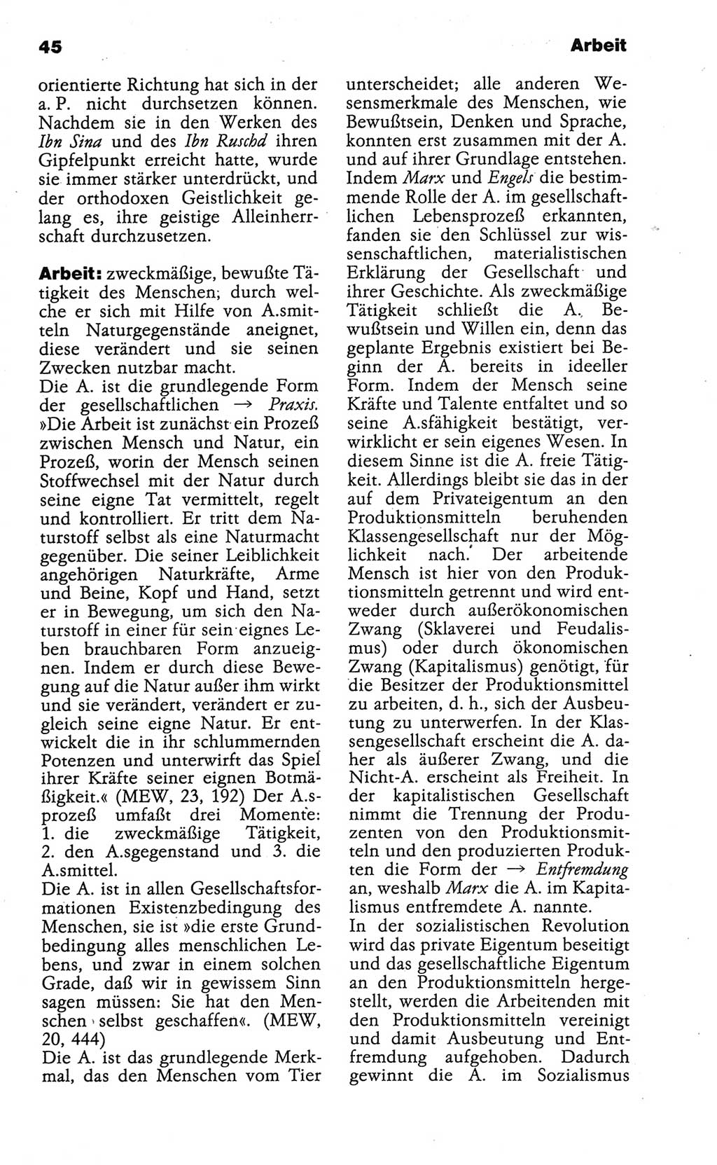 Wörterbuch der marxistisch-leninistischen Philosophie [Deutsche Demokratische Republik (DDR)] 1986, Seite 45 (Wb. ML Phil. DDR 1986, S. 45)