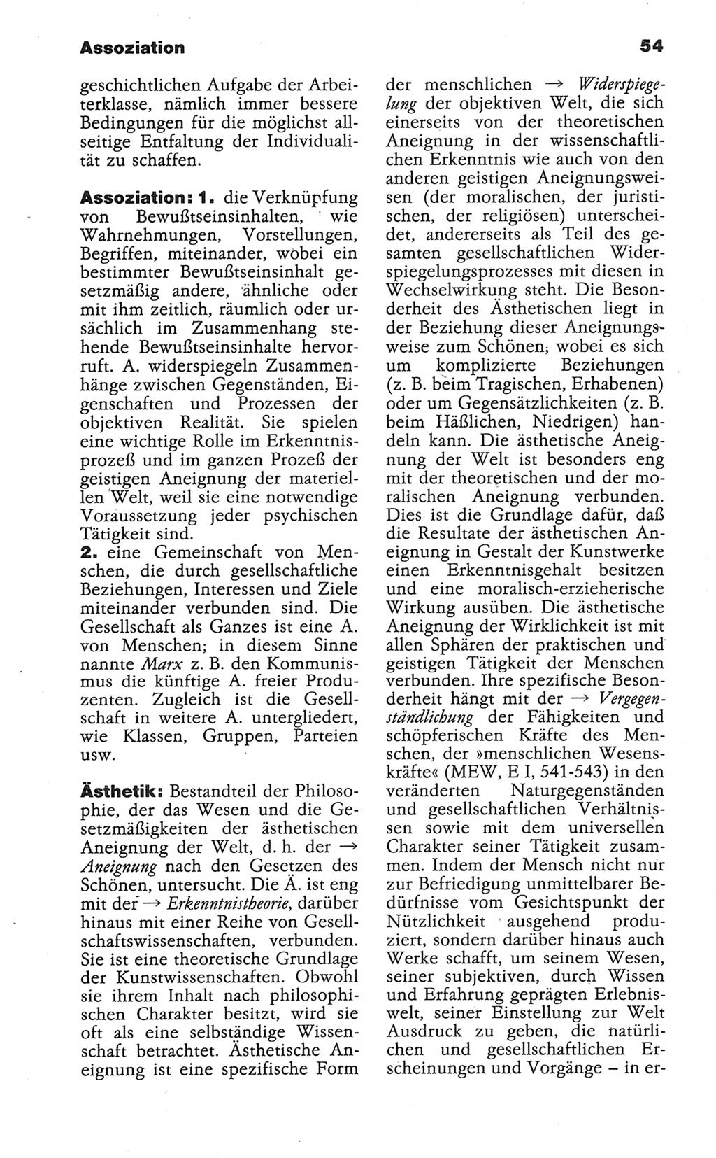 Wörterbuch der marxistisch-leninistischen Philosophie [Deutsche Demokratische Republik (DDR)] 1986, Seite 54 (Wb. ML Phil. DDR 1986, S. 54)