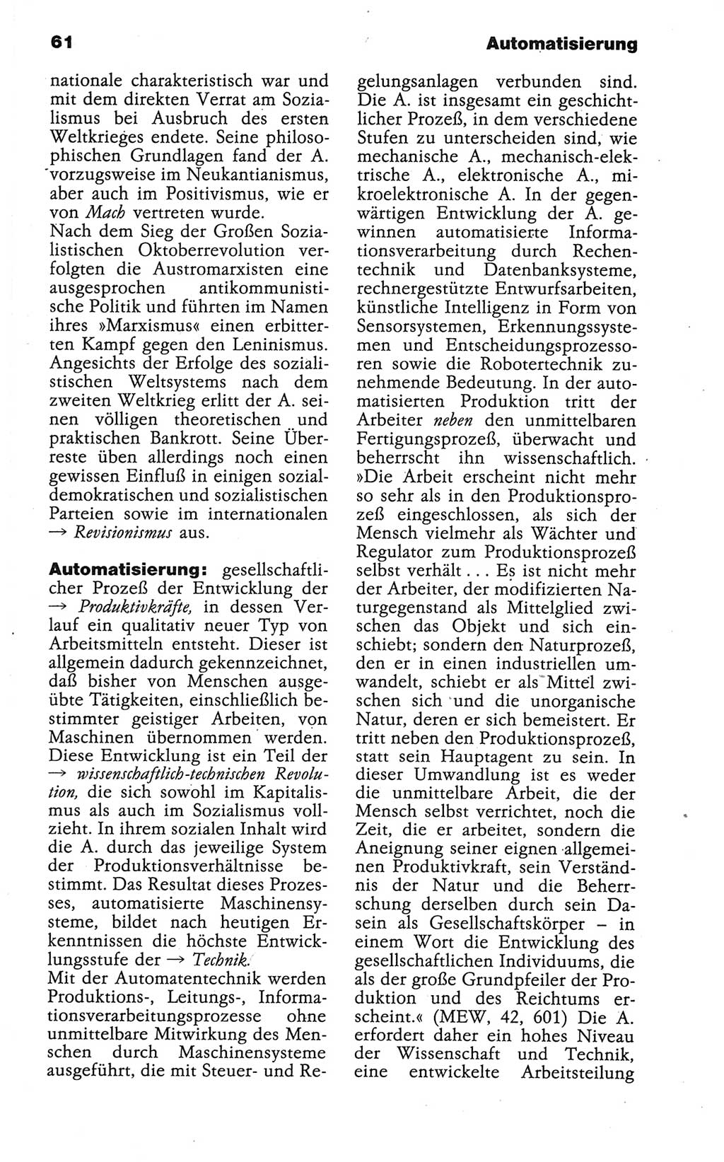 Wörterbuch der marxistisch-leninistischen Philosophie [Deutsche Demokratische Republik (DDR)] 1986, Seite 61 (Wb. ML Phil. DDR 1986, S. 61)