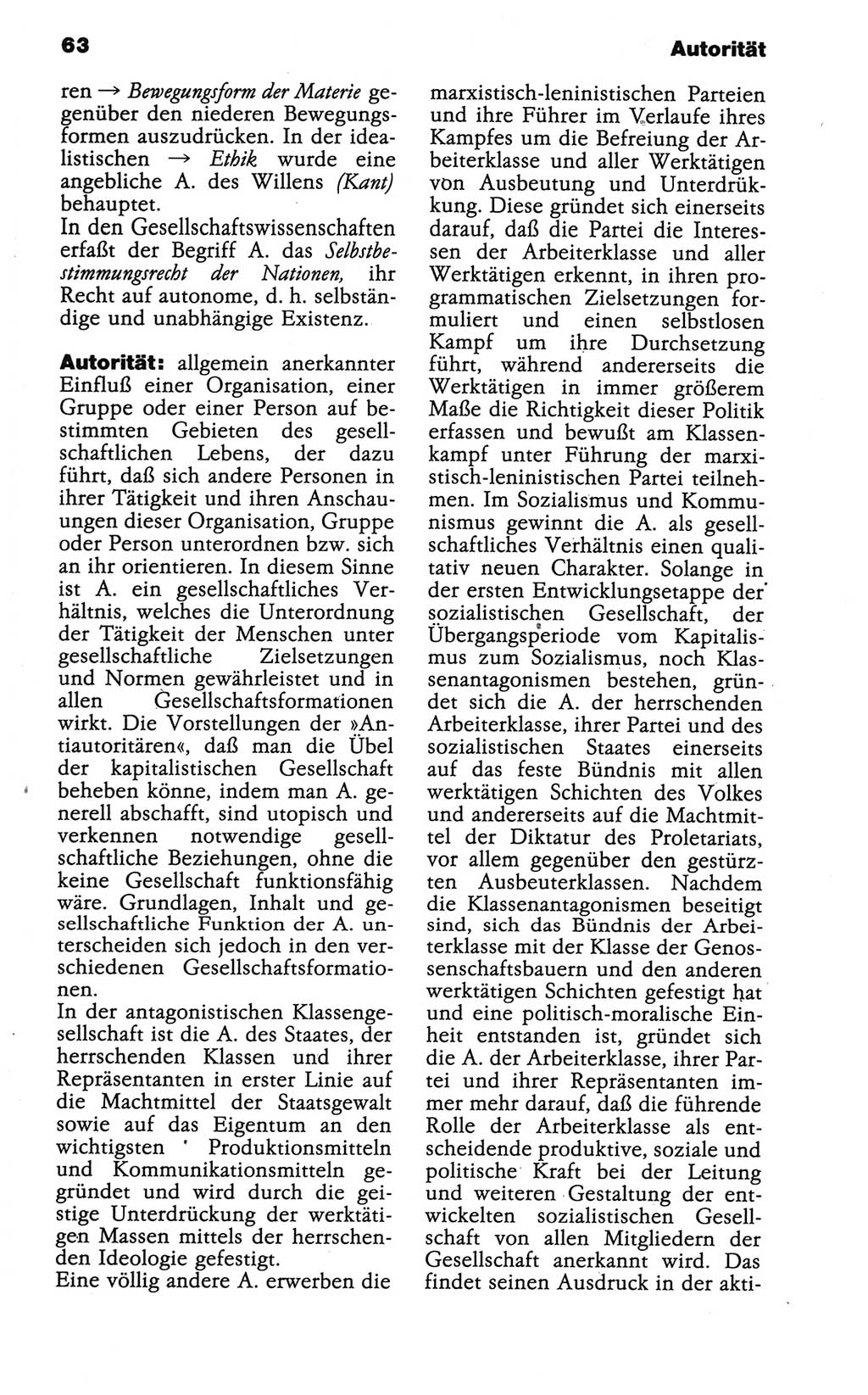 Wörterbuch der marxistisch-leninistischen Philosophie [Deutsche Demokratische Republik (DDR)] 1986, Seite 63 (Wb. ML Phil. DDR 1986, S. 63)