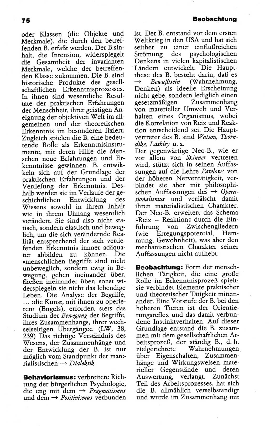 Wörterbuch der marxistisch-leninistischen Philosophie [Deutsche Demokratische Republik (DDR)] 1986, Seite 75 (Wb. ML Phil. DDR 1986, S. 75)