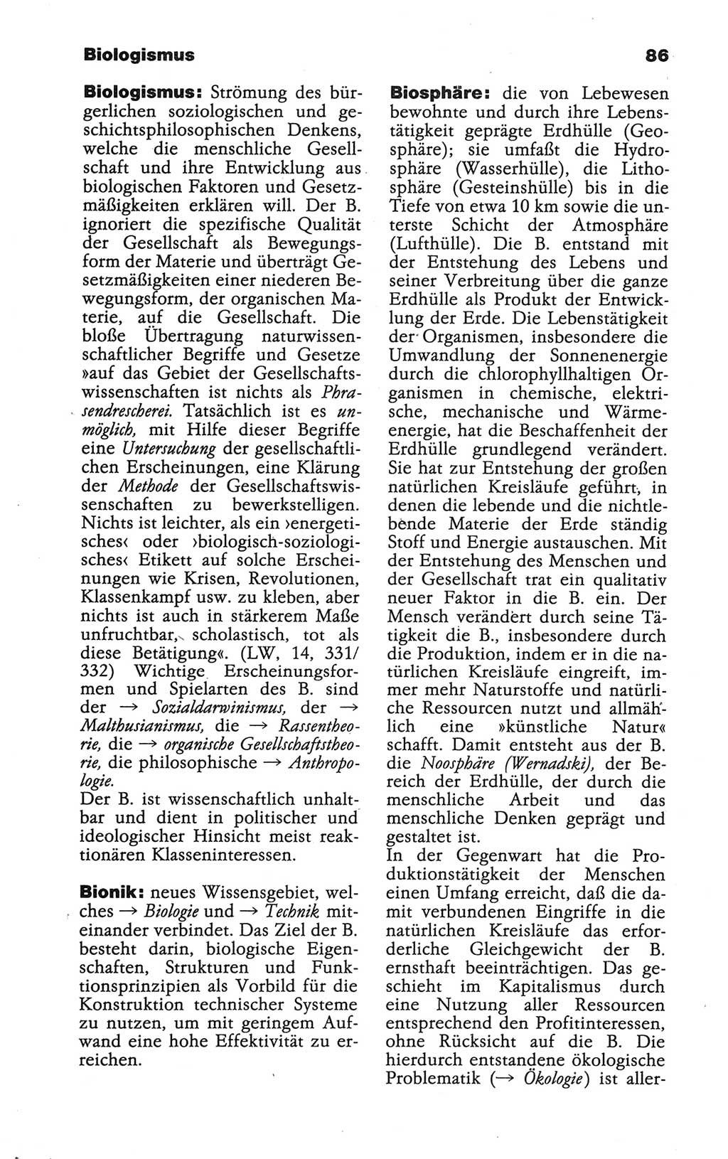 Wörterbuch der marxistisch-leninistischen Philosophie [Deutsche Demokratische Republik (DDR)] 1986, Seite 86 (Wb. ML Phil. DDR 1986, S. 86)