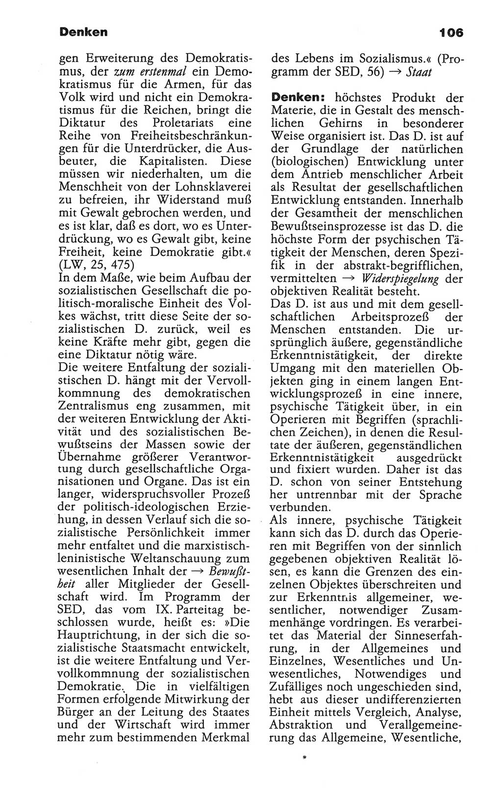 Wörterbuch der marxistisch-leninistischen Philosophie [Deutsche Demokratische Republik (DDR)] 1986, Seite 106 (Wb. ML Phil. DDR 1986, S. 106)