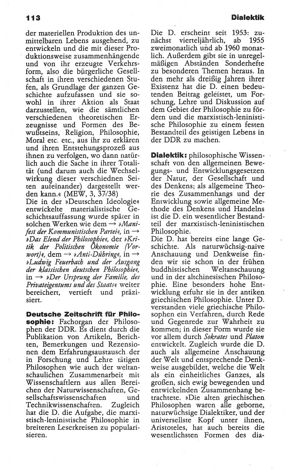Wörterbuch der marxistisch-leninistischen Philosophie [Deutsche Demokratische Republik (DDR)] 1986, Seite 113 (Wb. ML Phil. DDR 1986, S. 113)