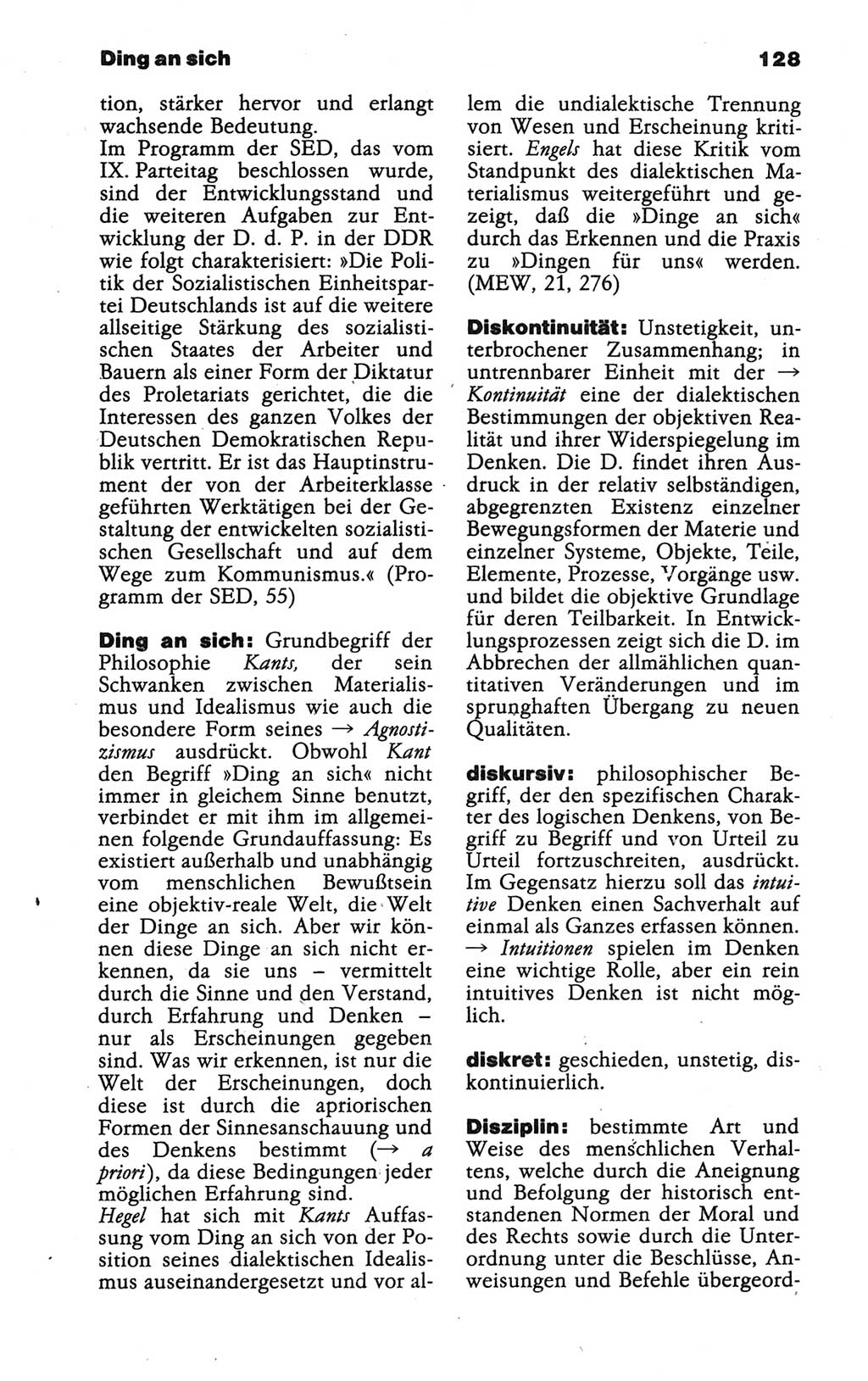 Wörterbuch der marxistisch-leninistischen Philosophie [Deutsche Demokratische Republik (DDR)] 1986, Seite 128 (Wb. ML Phil. DDR 1986, S. 128)