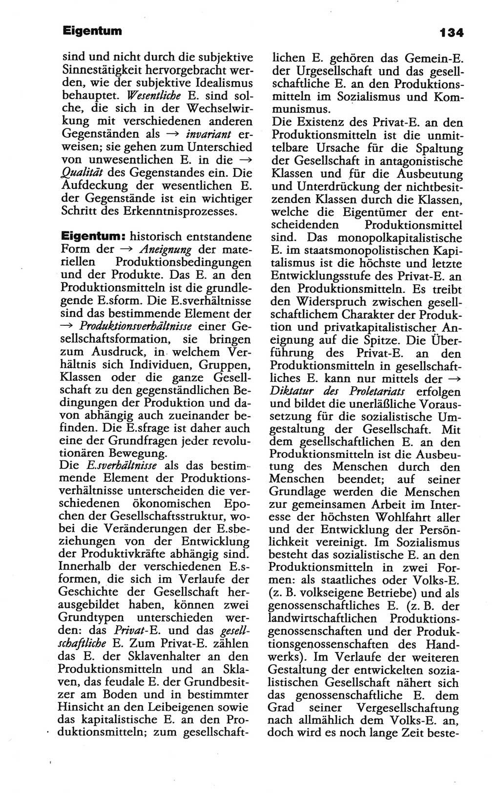 Wörterbuch der marxistisch-leninistischen Philosophie [Deutsche Demokratische Republik (DDR)] 1986, Seite 134 (Wb. ML Phil. DDR 1986, S. 134)