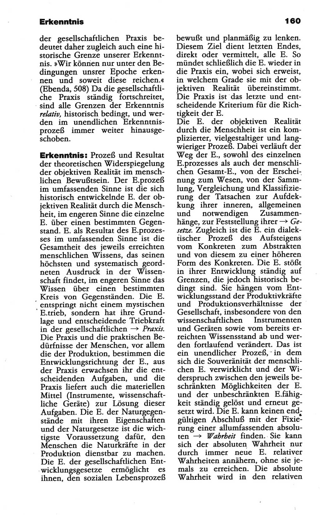 Wörterbuch der marxistisch-leninistischen Philosophie [Deutsche Demokratische Republik (DDR)] 1986, Seite 160 (Wb. ML Phil. DDR 1986, S. 160)
