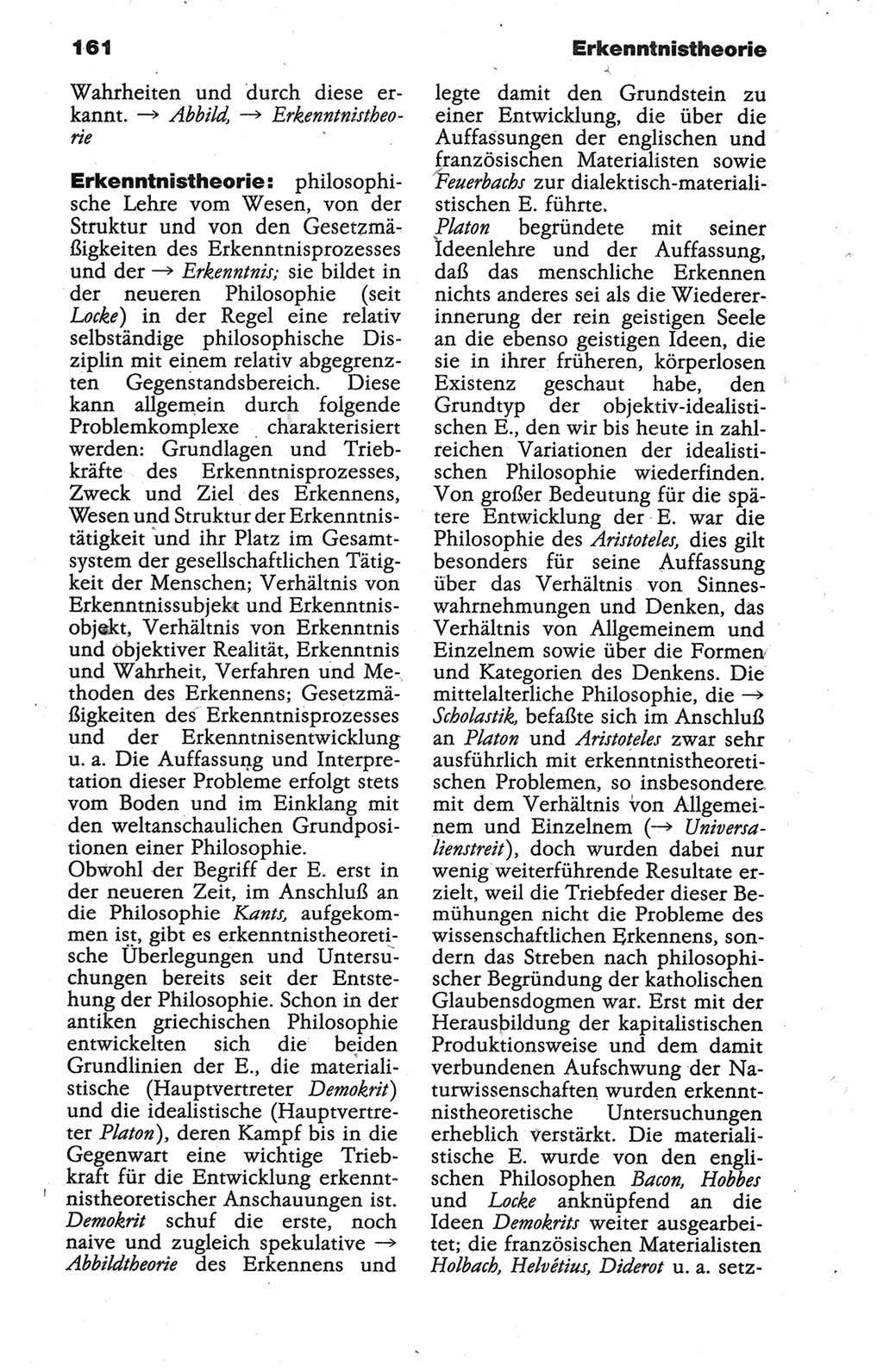 Wörterbuch der marxistisch-leninistischen Philosophie [Deutsche Demokratische Republik (DDR)] 1986, Seite 161 (Wb. ML Phil. DDR 1986, S. 161)