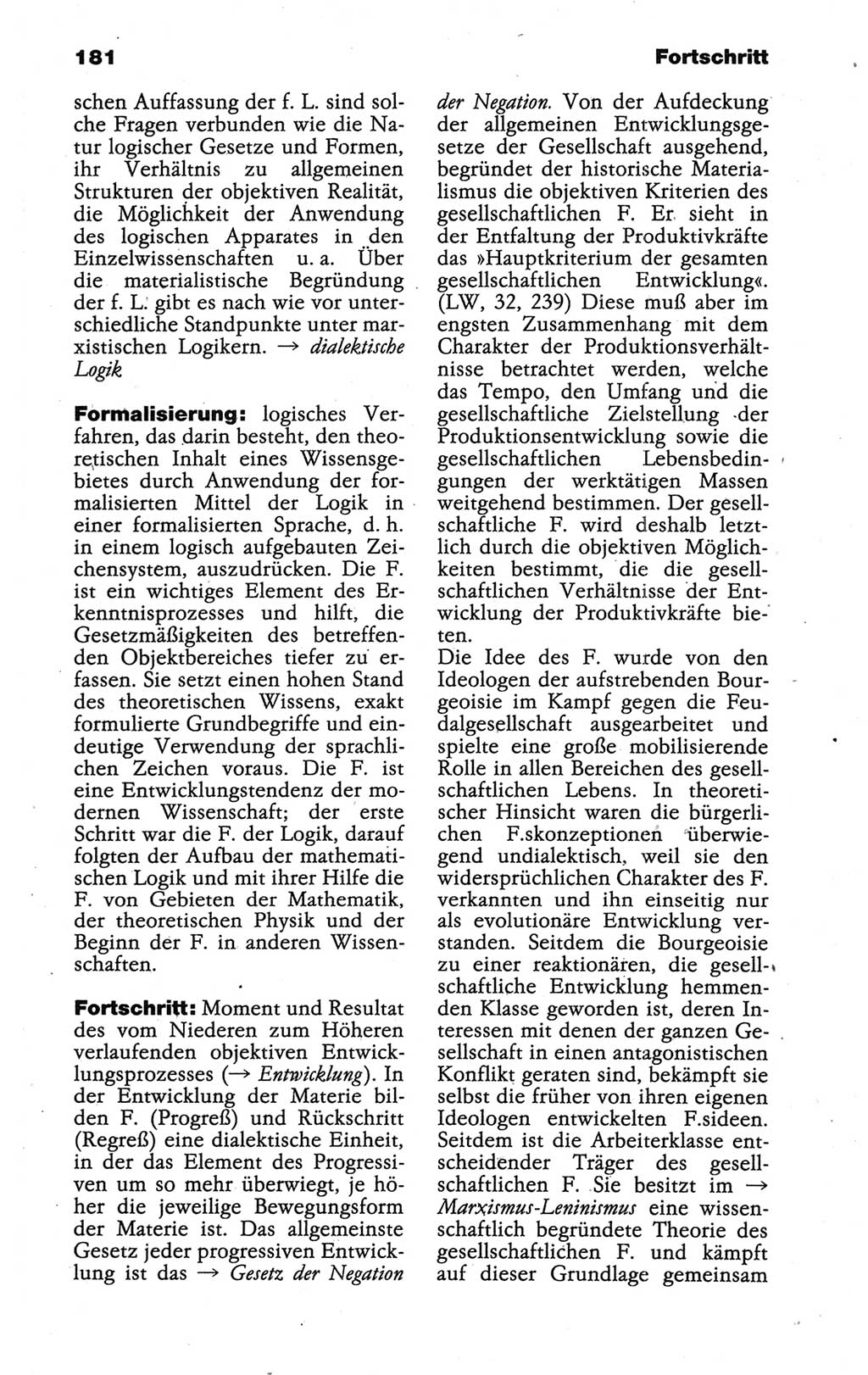 Wörterbuch der marxistisch-leninistischen Philosophie [Deutsche Demokratische Republik (DDR)] 1986, Seite 181 (Wb. ML Phil. DDR 1986, S. 181)