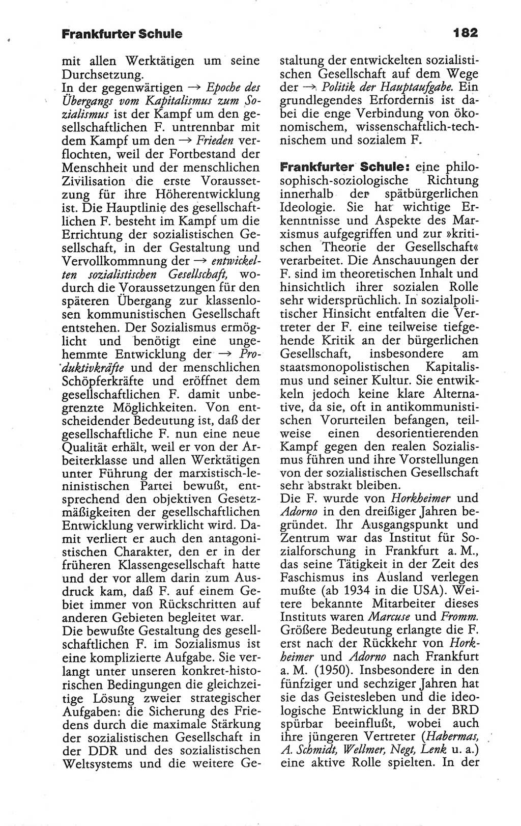 Wörterbuch der marxistisch-leninistischen Philosophie [Deutsche Demokratische Republik (DDR)] 1986, Seite 182 (Wb. ML Phil. DDR 1986, S. 182)